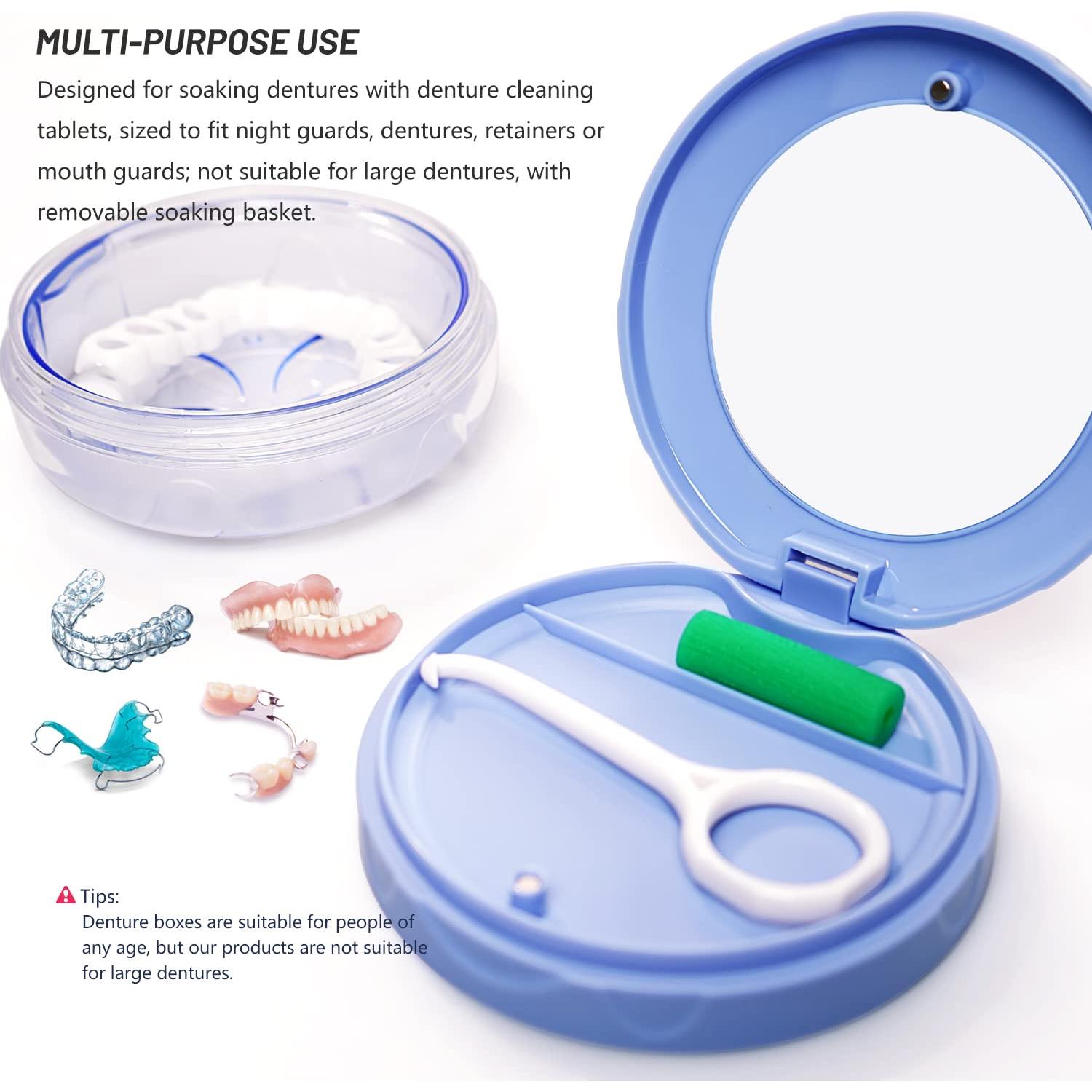 Estuche para Dentaduras Uouovo Azul a Prueba de Fugas