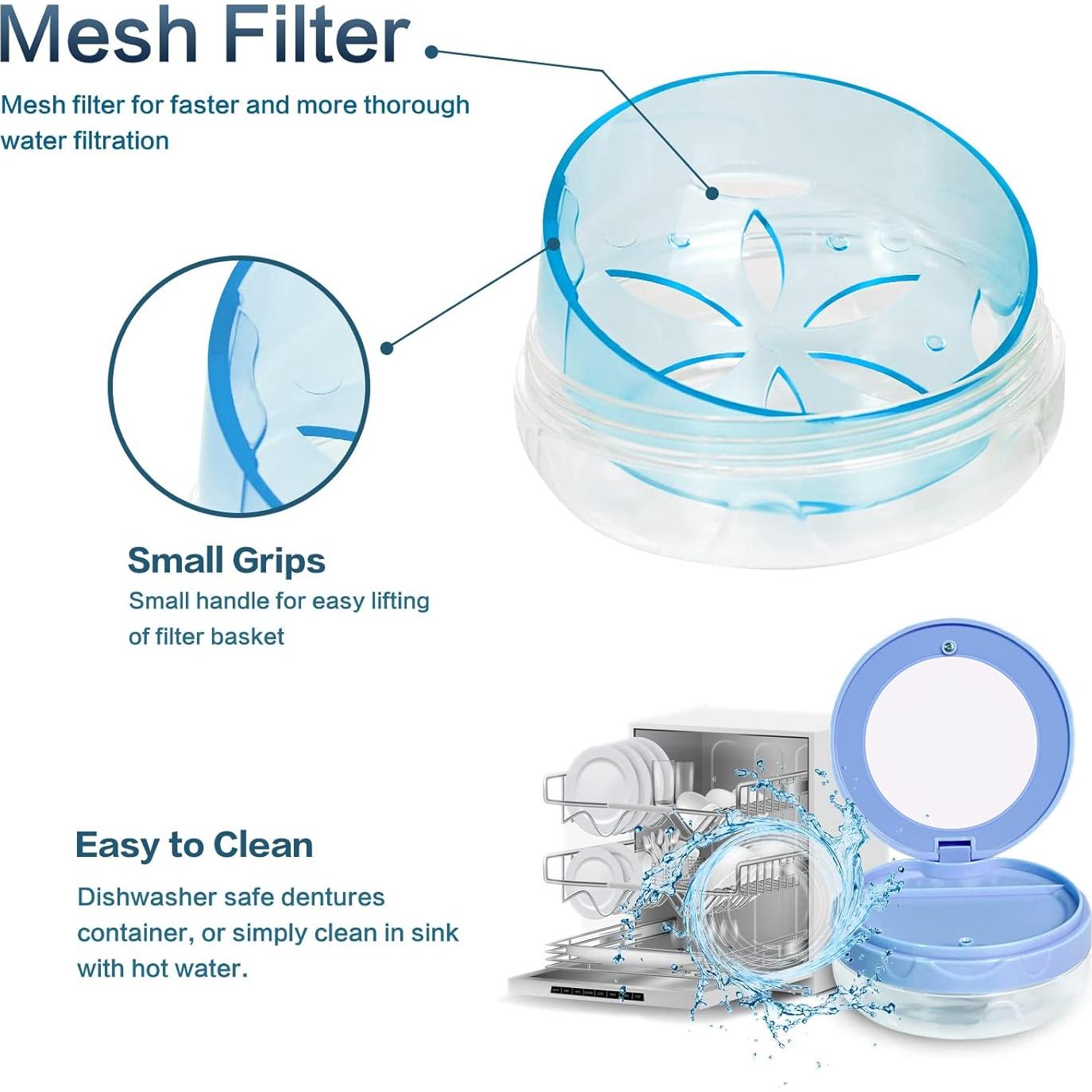 Estuche para Dentaduras Uouovo Azul a Prueba de Fugas