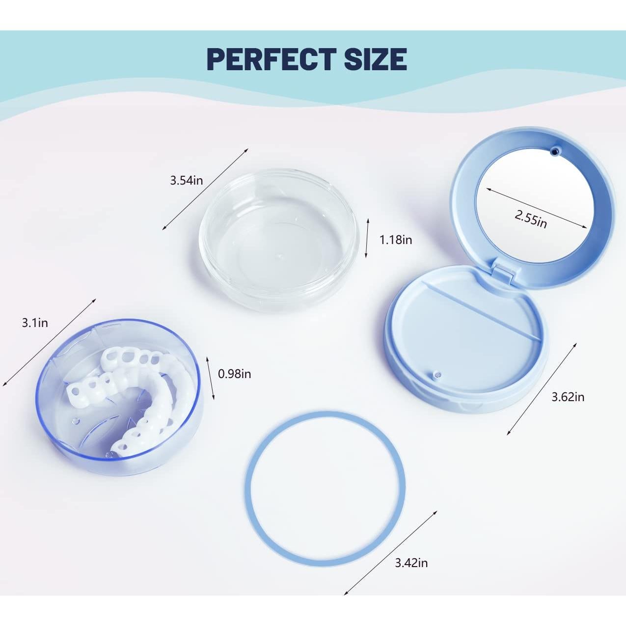 Estuche para Dentaduras Uouovo Azul a Prueba de Fugas