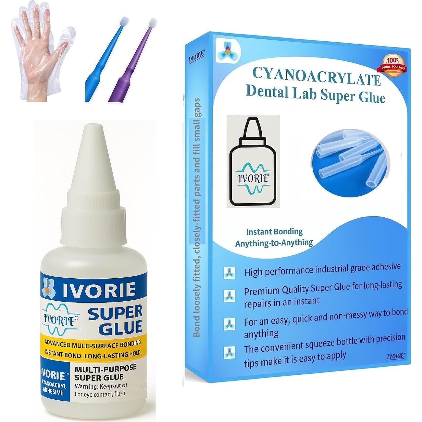 Pegamento Super Adhesivo Acrílico IVORIE 20g para Laboratorio Dental