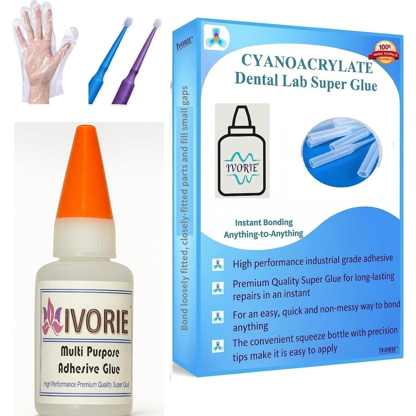 Pegamento Super Adhesivo Acrílico IVORIE 20g para Laboratorio Dental