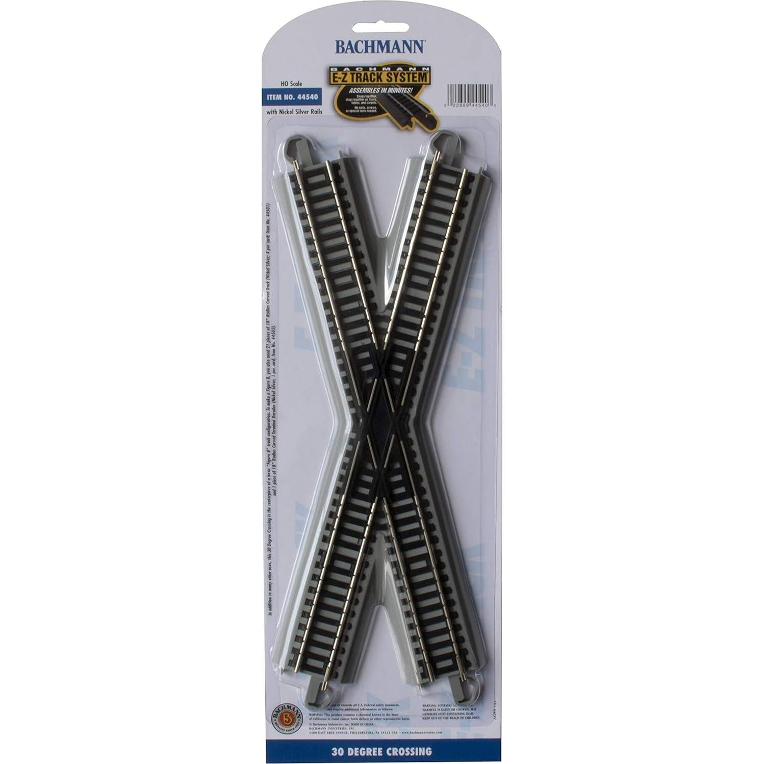 Cruce de 30 Grados E-Z Track Bachmann - Riel Plata Níquel HO