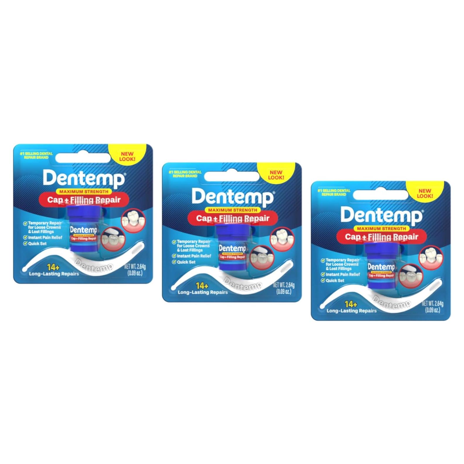 Reparación Dental Temporal Dentemp 2.64 g - Paquete de 3