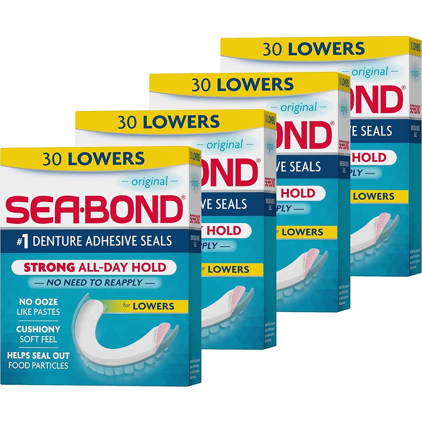 Sellos Adhesivos para Dentaduras Sea Bond, Original, 30 Unidades