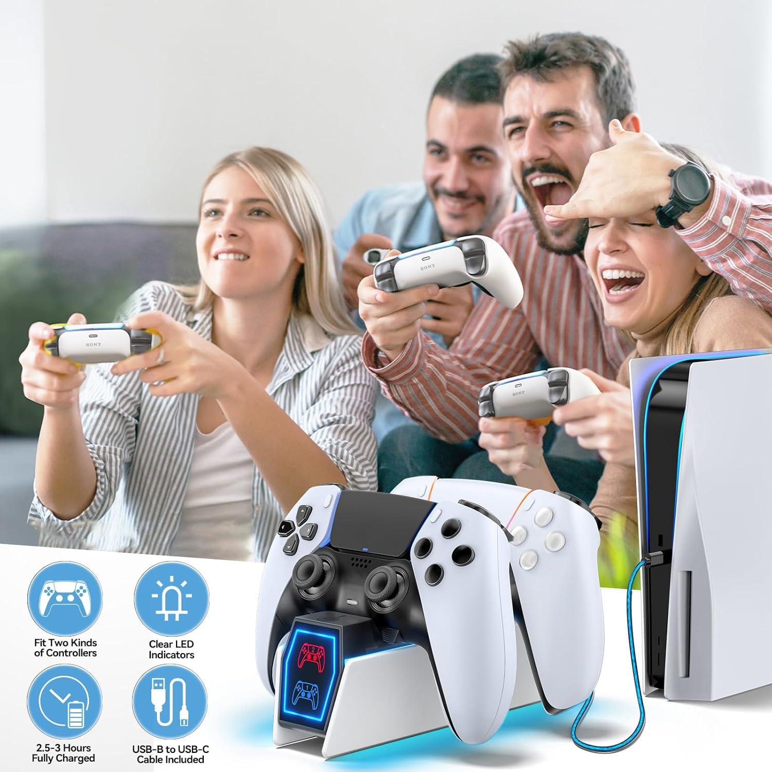 Estación de Carga PS5 Tokluck con Iluminación RGB y Doble Carga