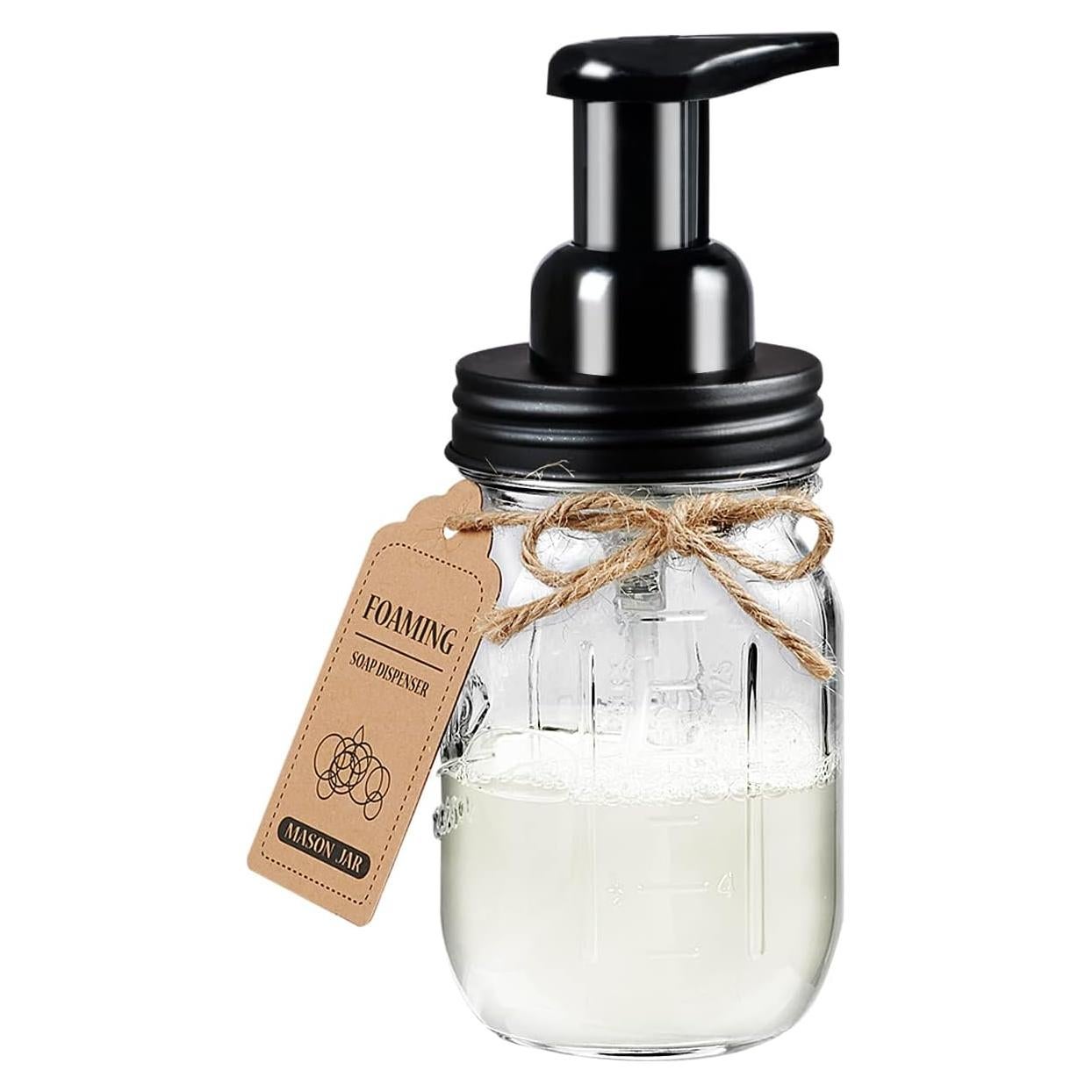 Dispensador de Jabón Espumoso Amolliar, Vidrio y Acero Inoxidable