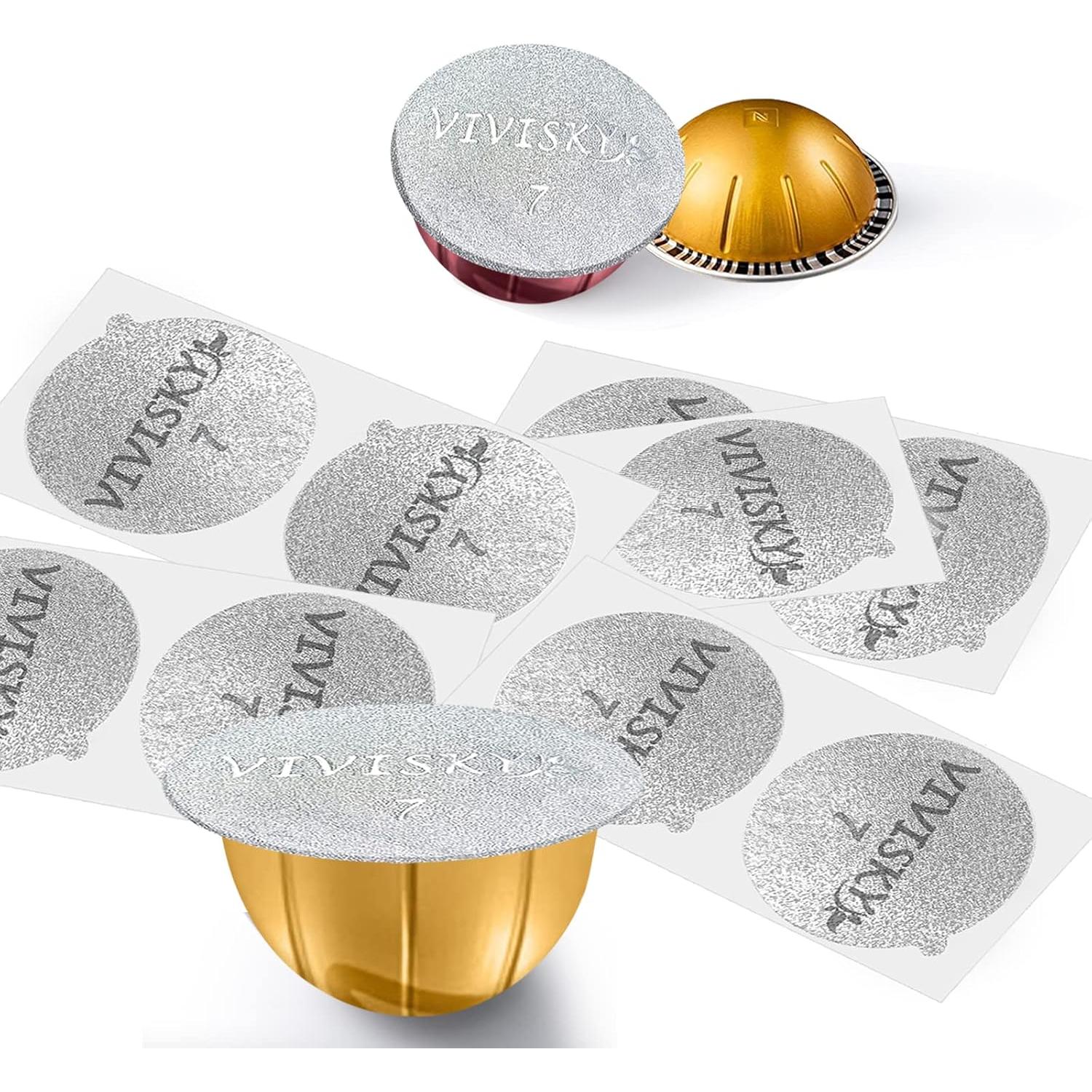 Tapas de Aluminio VIVI SKY 120 Pcs para Cápsulas Nespresso Vertuoline