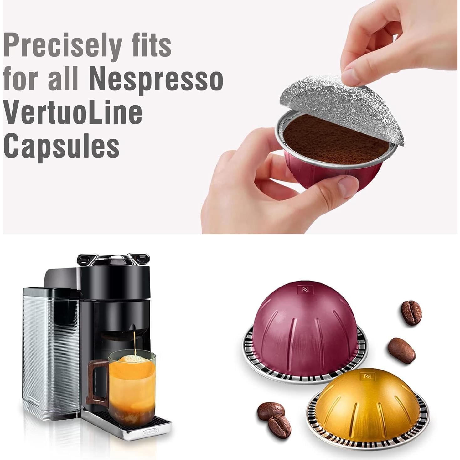 Tapas de Aluminio VIVI SKY 120 Pcs para Cápsulas Nespresso Vertuoline