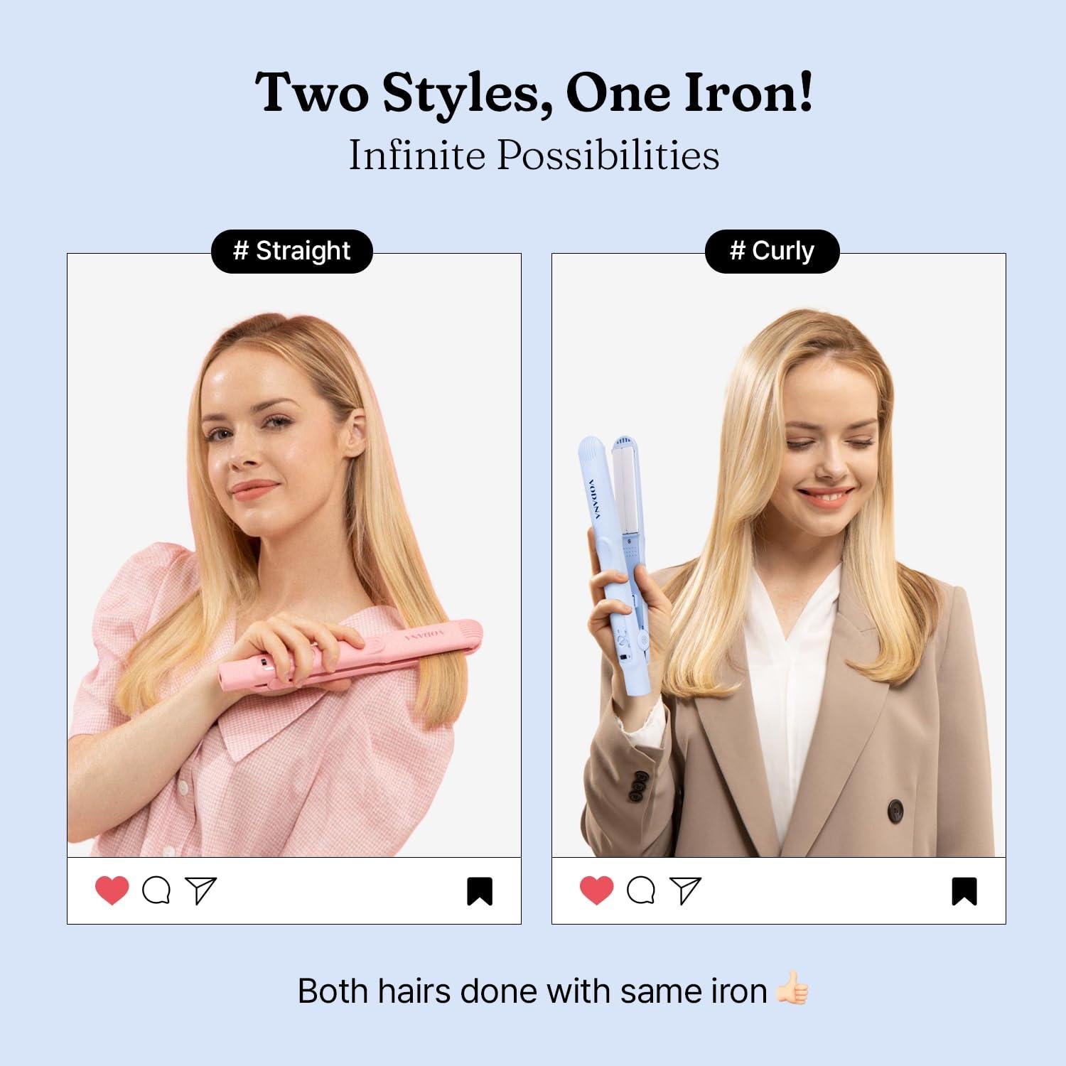 Plancha Profesional VODANA Softbar 2.54 cm Cerámica Azul Crema