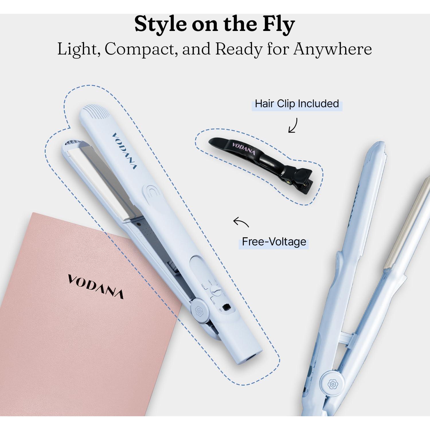 Plancha Profesional VODANA Softbar 2.54 cm Cerámica Azul Crema