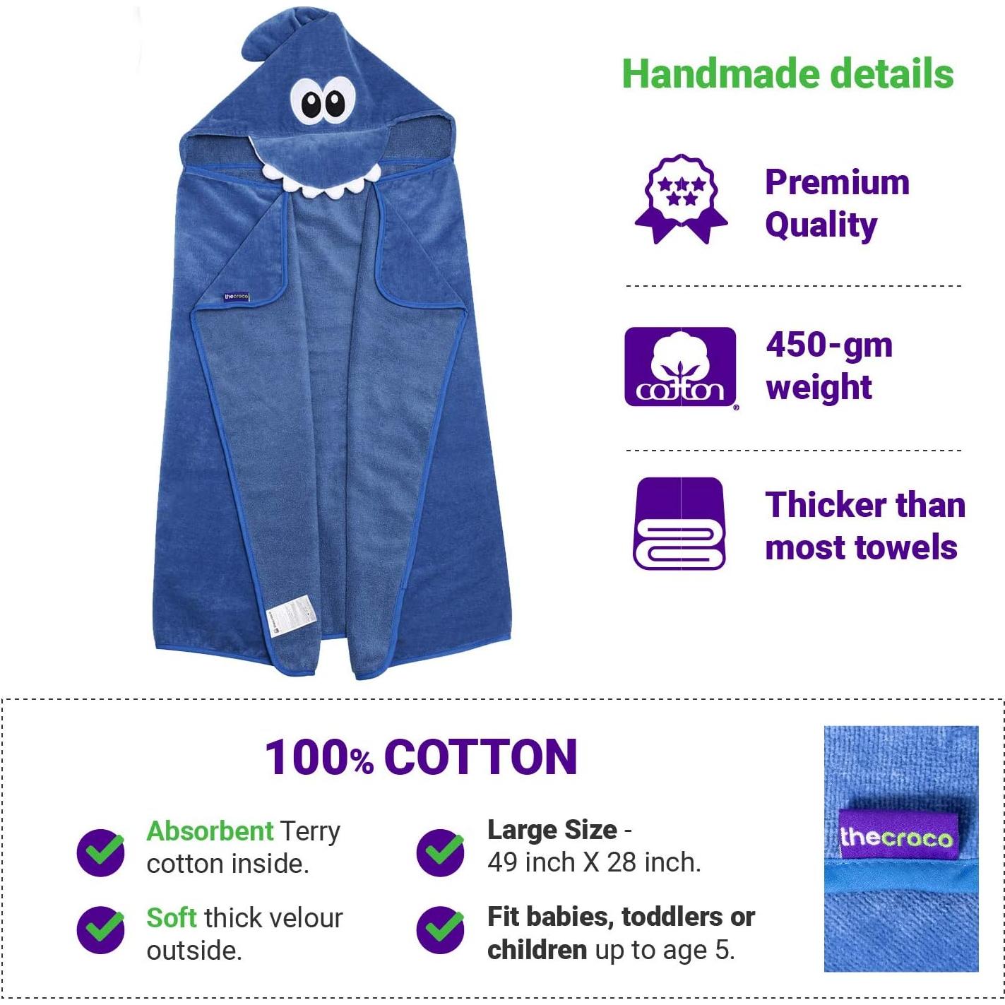 Toalla con Capucha TheCroco 100% Algodón Azul 71x124 cm