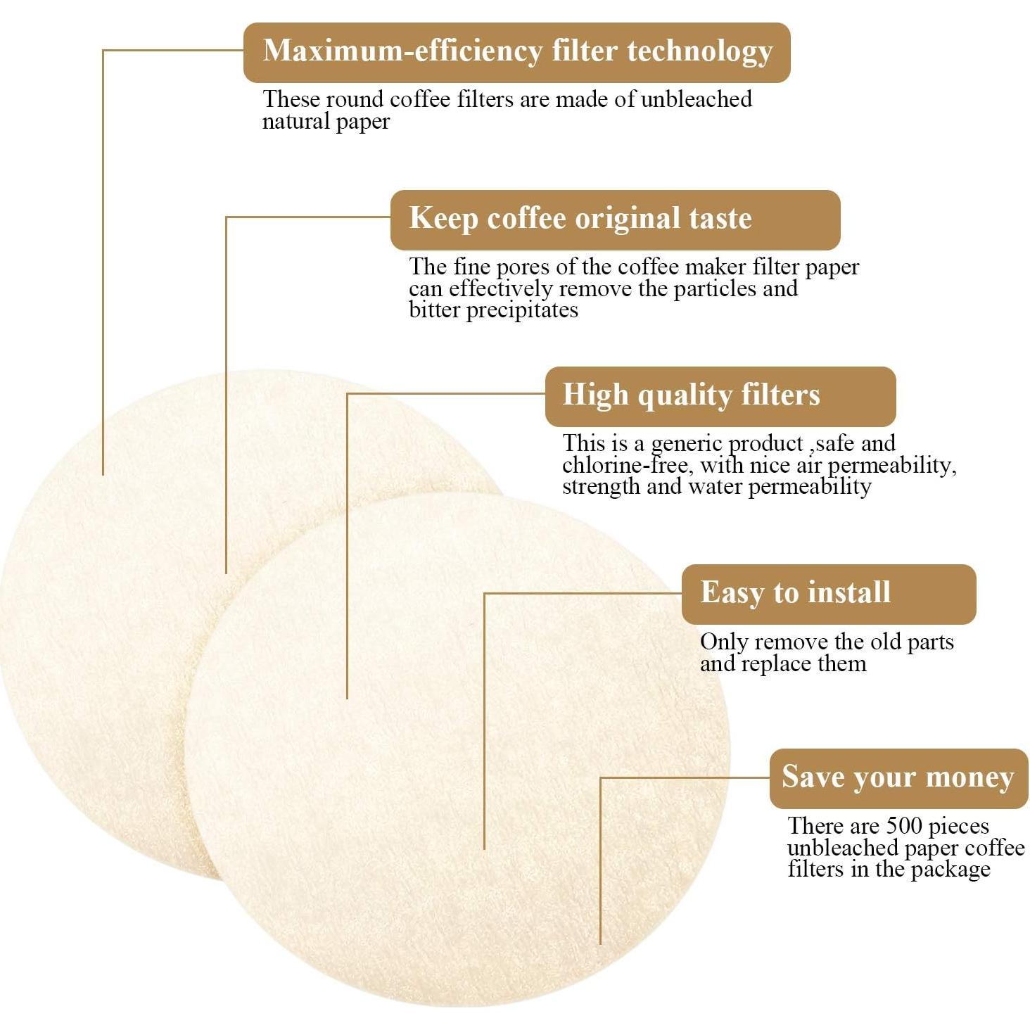 Filtros de papel Outus para café Aeropress 500 piezas 6.35 cm