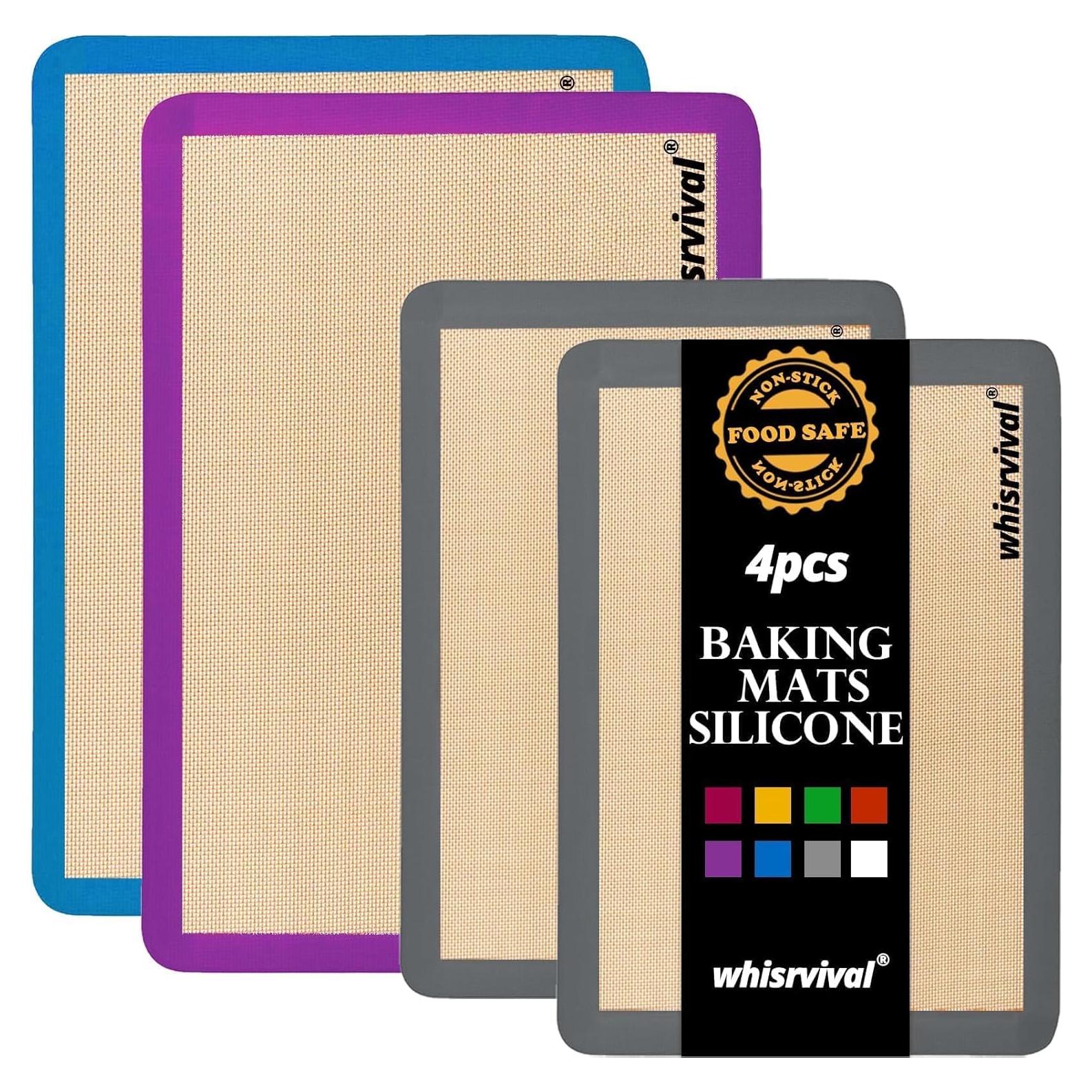 Paquete de 4 Tapetes de Silicona Antiadherentes Whisrvival