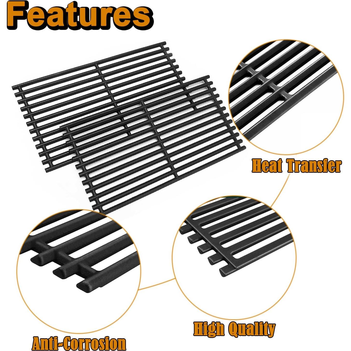 Rejillas de Parrilla Charbroil 2 Pcs 43.2x22.2 cm Hierro Fundido