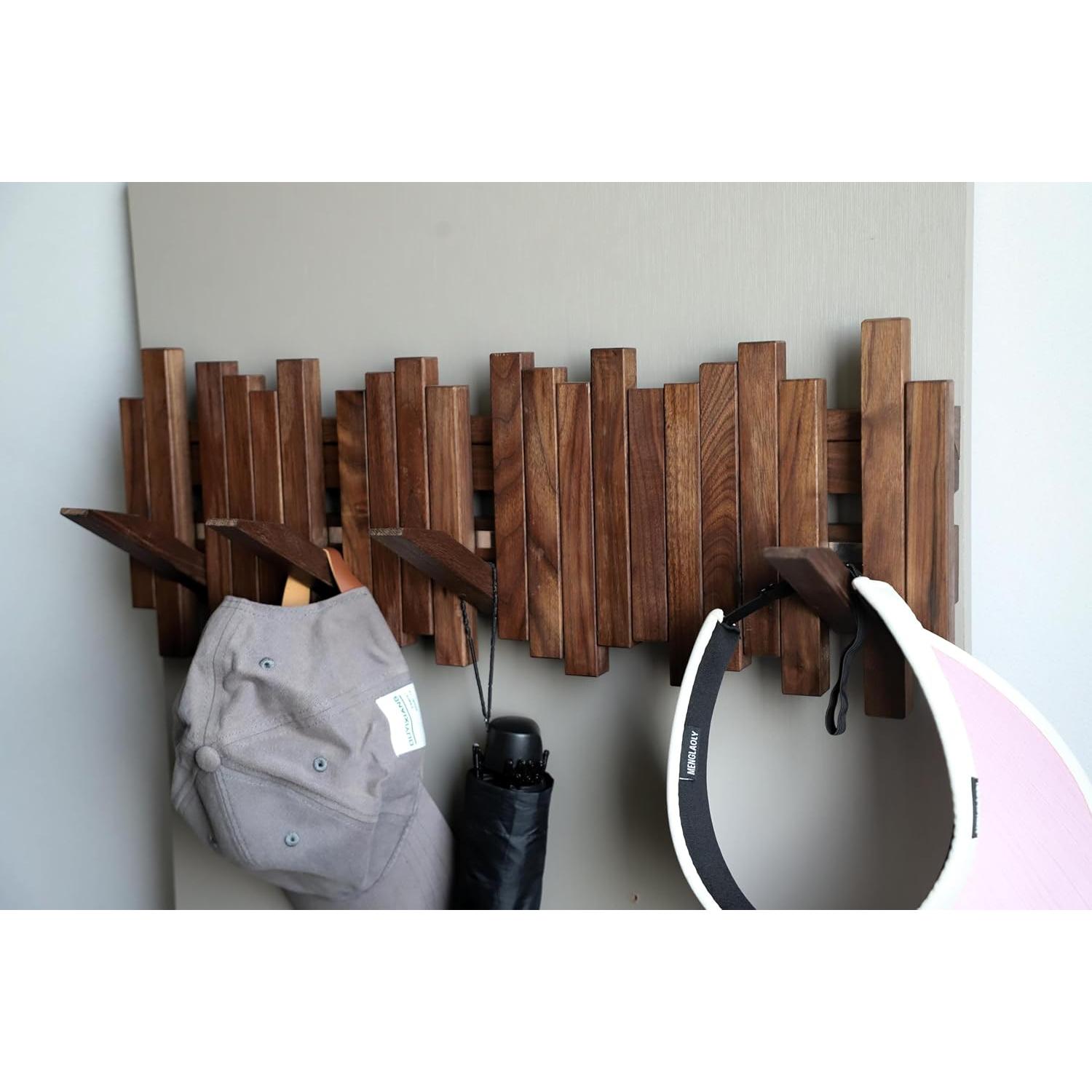 Perchero de Piano GOGREEBELL de Madera Natural 5 Ganchos