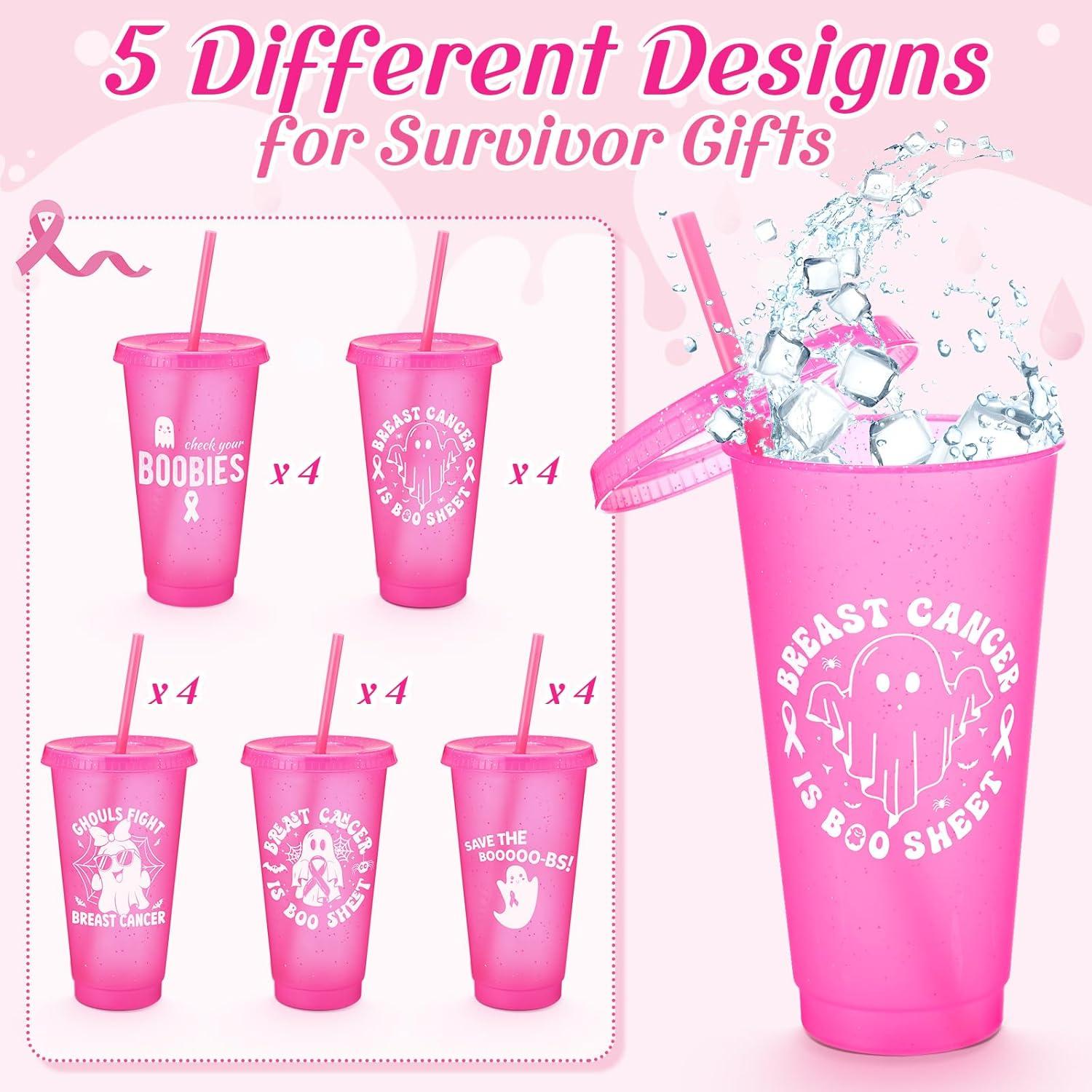 Vasos de Plástico Uiifan 20 Piezas 710 ml Cáncer de Mama