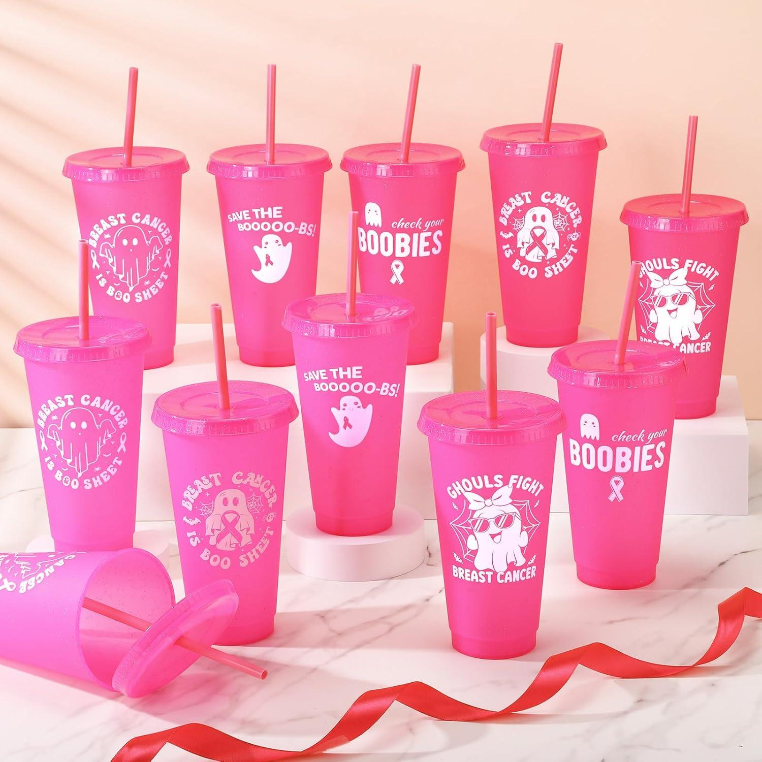 Vasos de Plástico Uiifan 20 Piezas 710 ml Cáncer de Mama