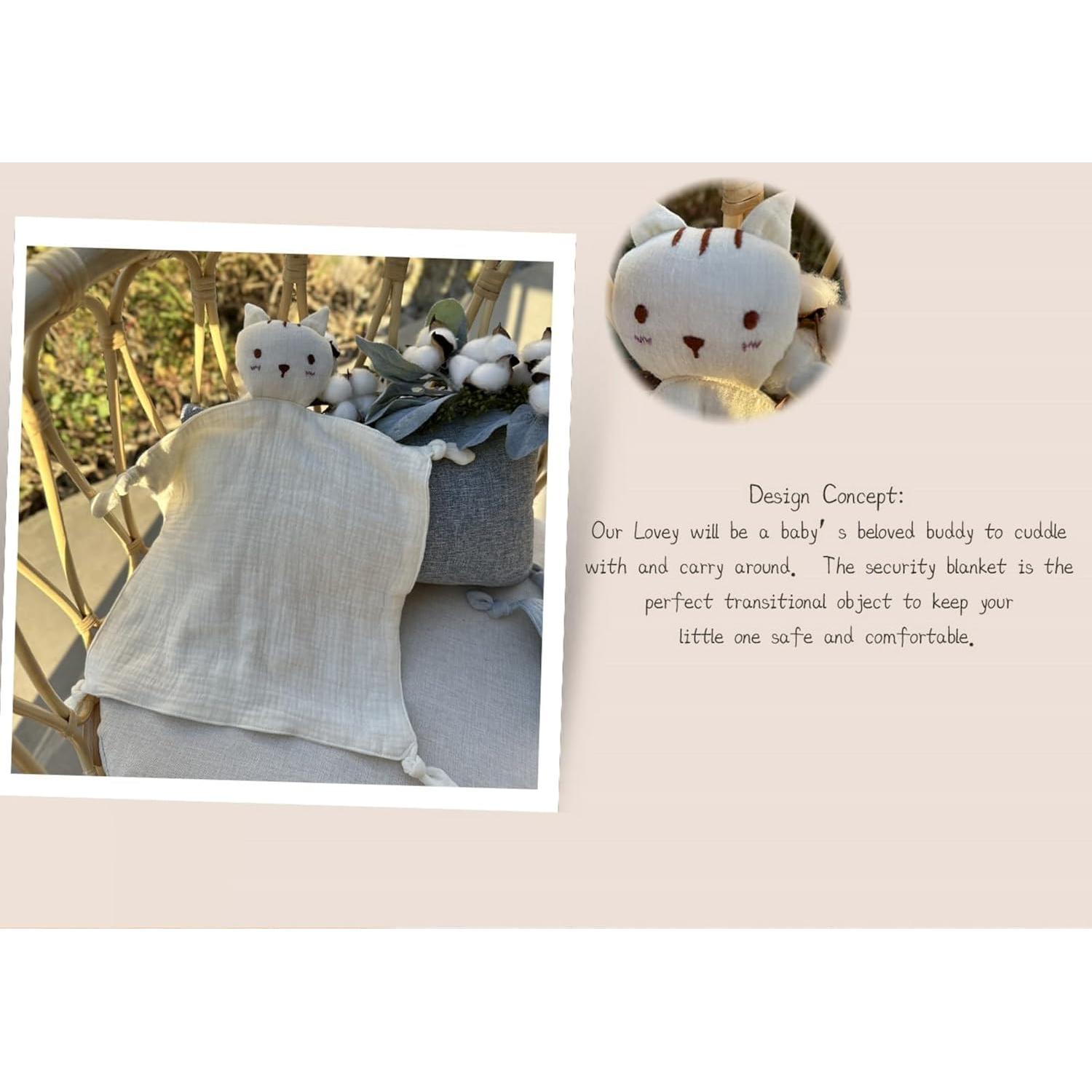 Manta Lovey Insular Gato Beige 100% Algodón Muselina