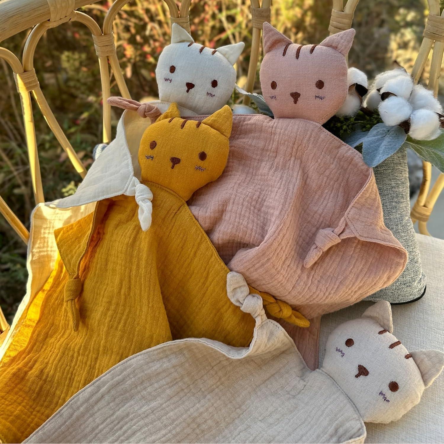 Manta Lovey Insular Gato Beige 100% Algodón Muselina