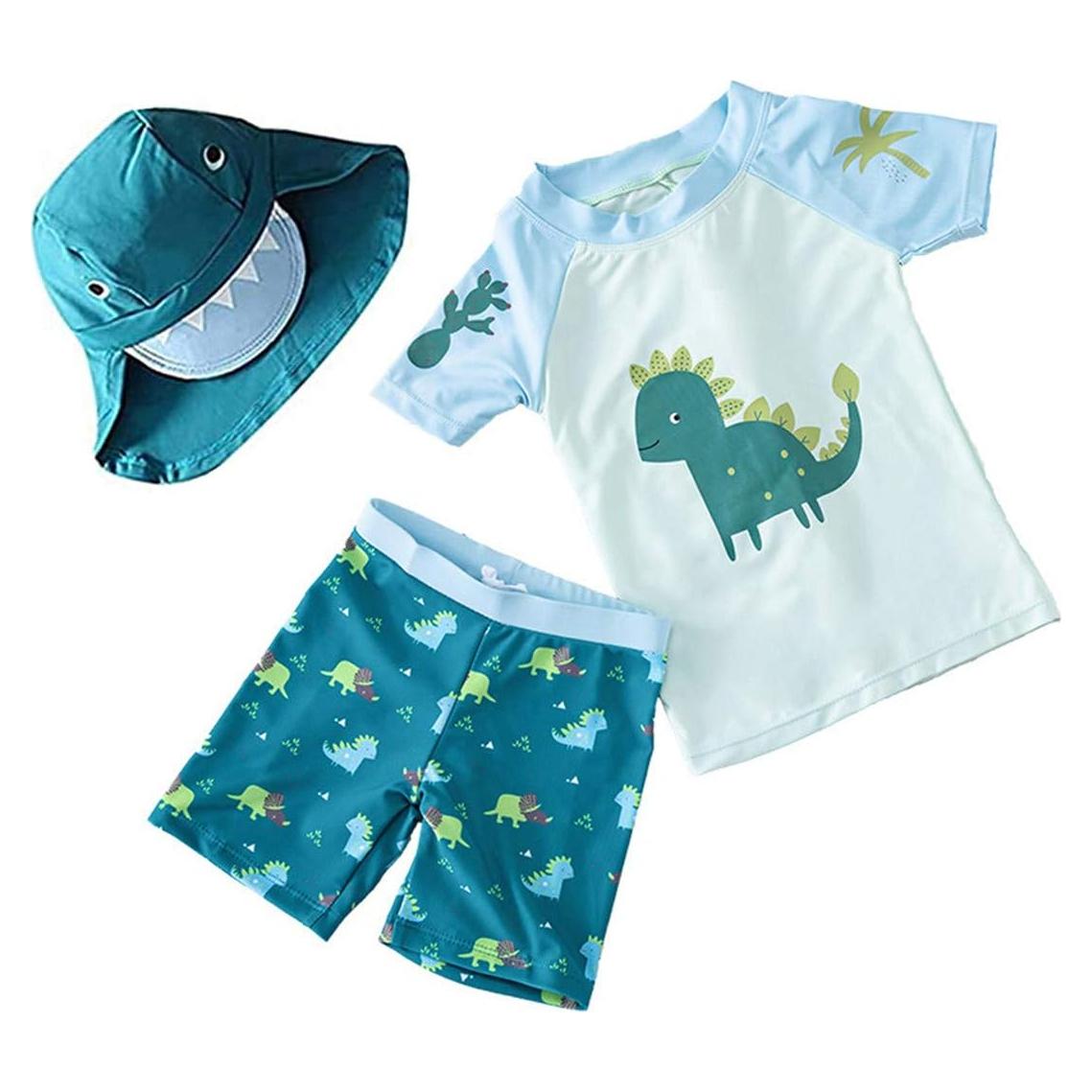 Conjunto de Traje de Baño 3 Piezas Niños Tiburón UPF 50+