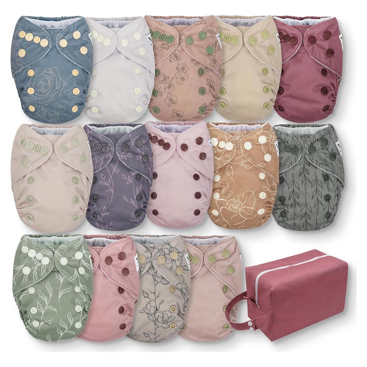 Paquete de 14 Pañales de Tela Todo en Uno Nora - Recién Nacidos