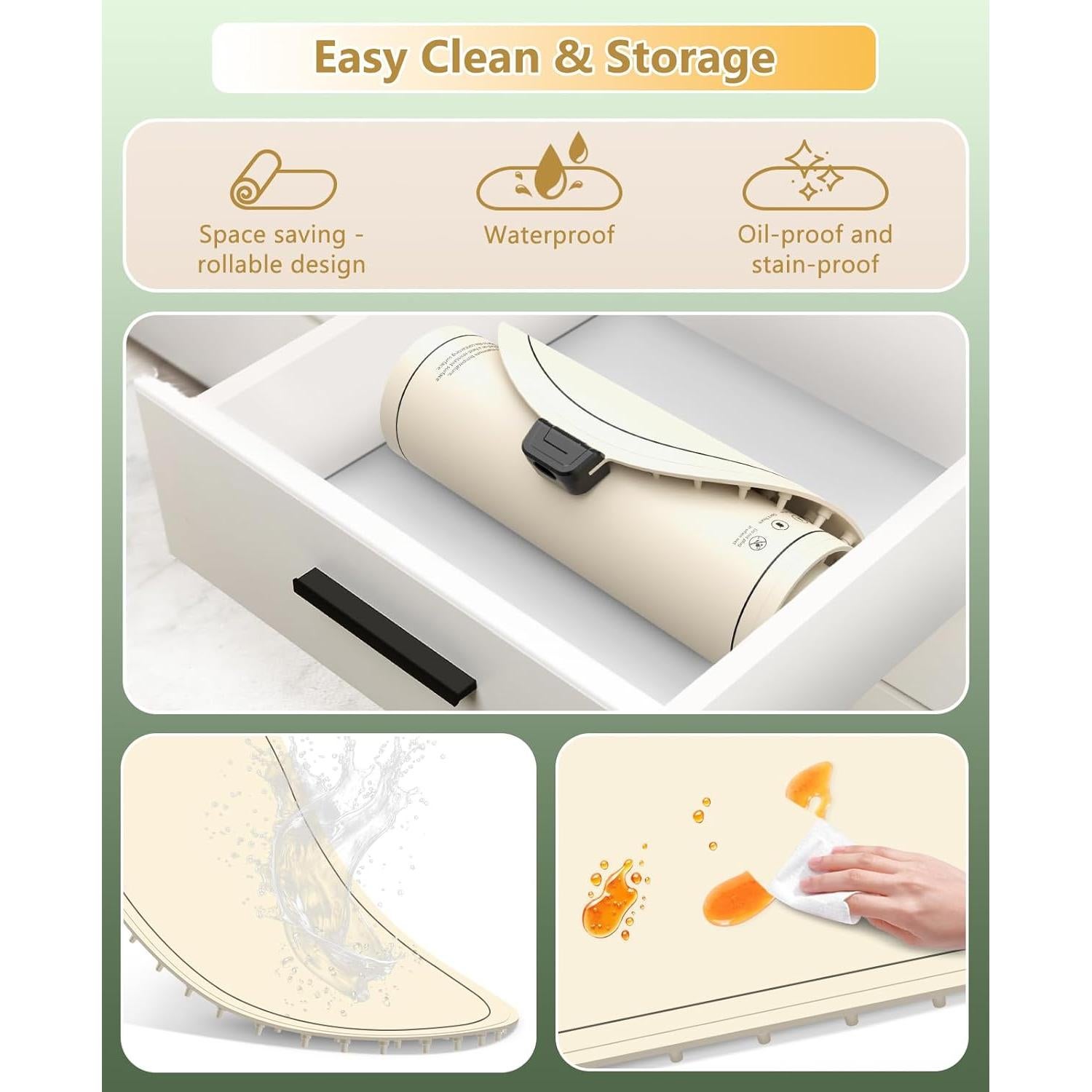 Alfombrilla Calentadora de Comida WUEAOA XXL 90°C Silicona Beige