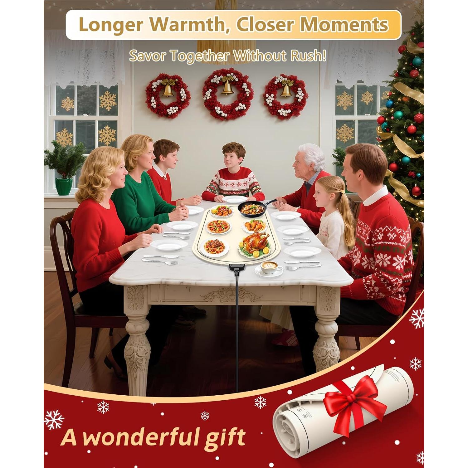 Alfombrilla Calentadora de Comida WUEAOA XXL 90°C Silicona Beige