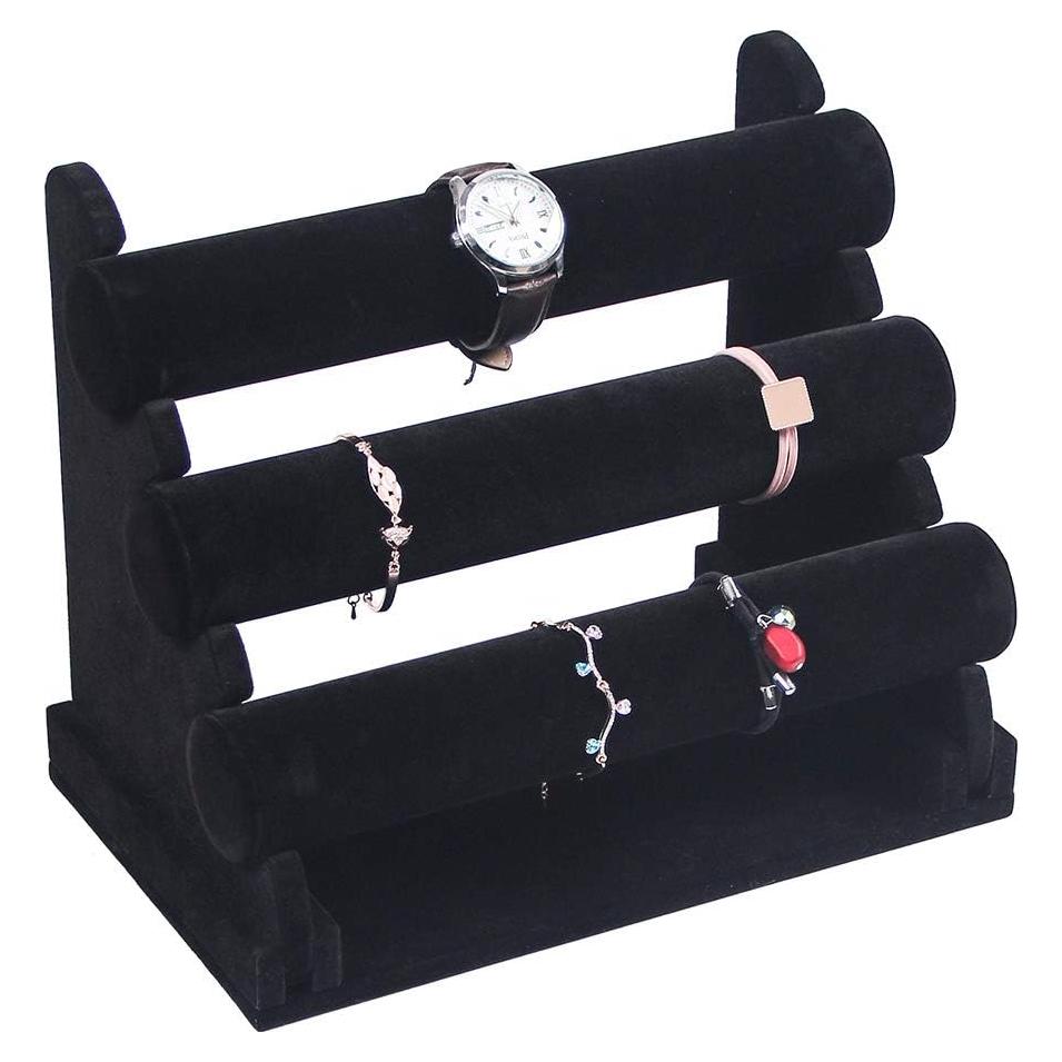 Organizador de Pulseras Coward 3 Niveles Terciopelo Negro 30x18x24.5 cm