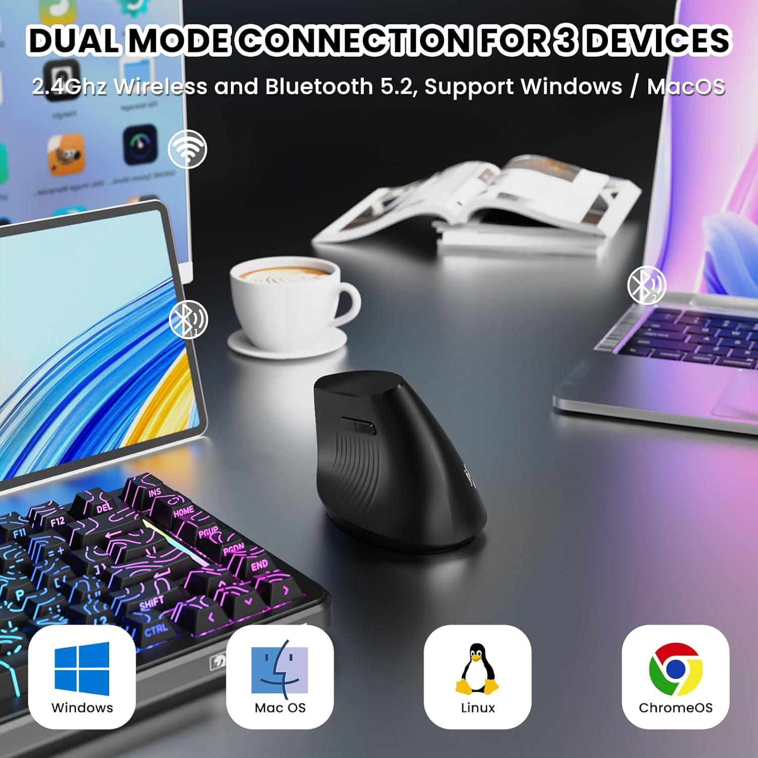 Ratón Inalámbrico A.JAZZ I300 Ergonómico Recargable 800/1200/1600 DPI