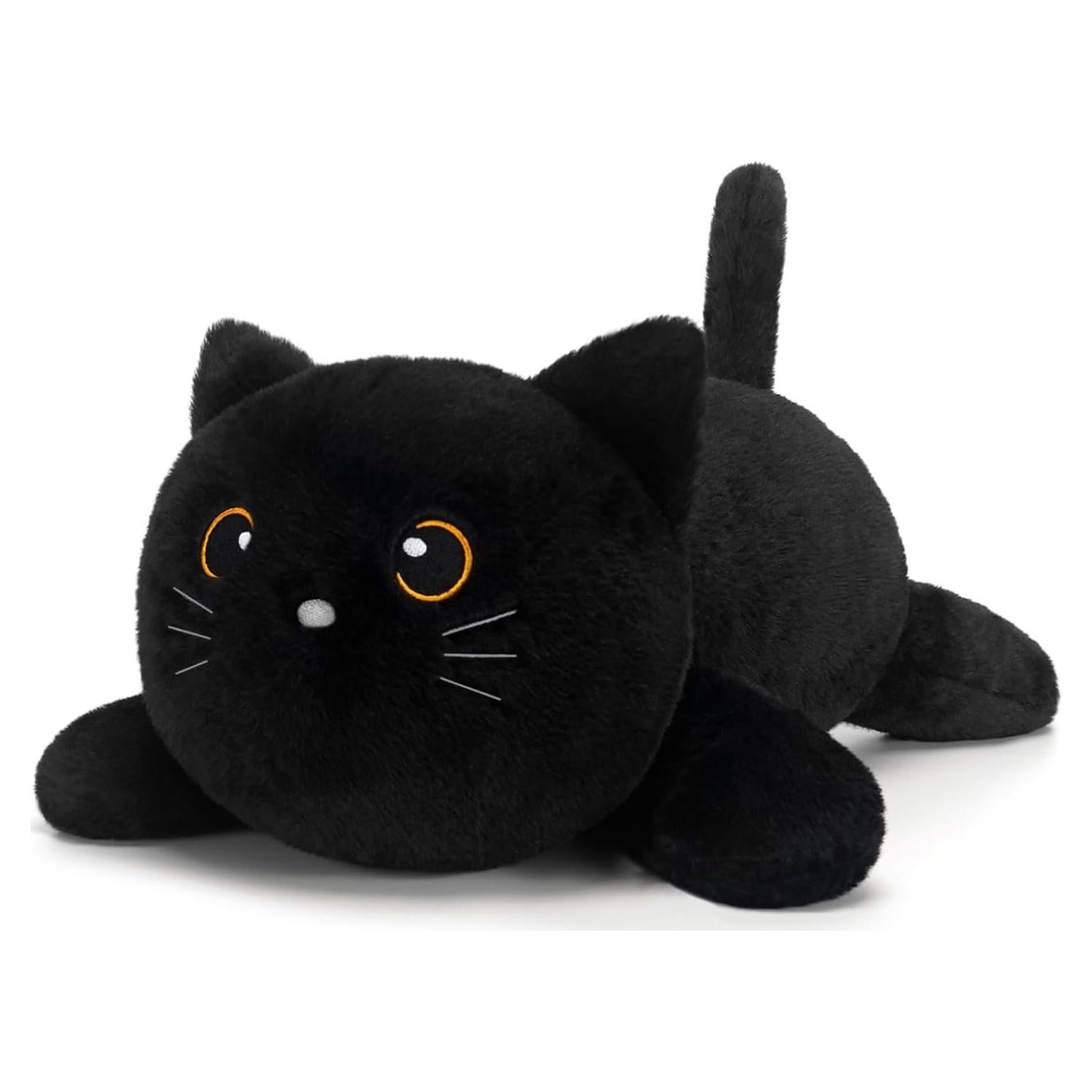 Gato Negro de Peluche con Peso SQEQE 25 cm para Alivio del Estrés