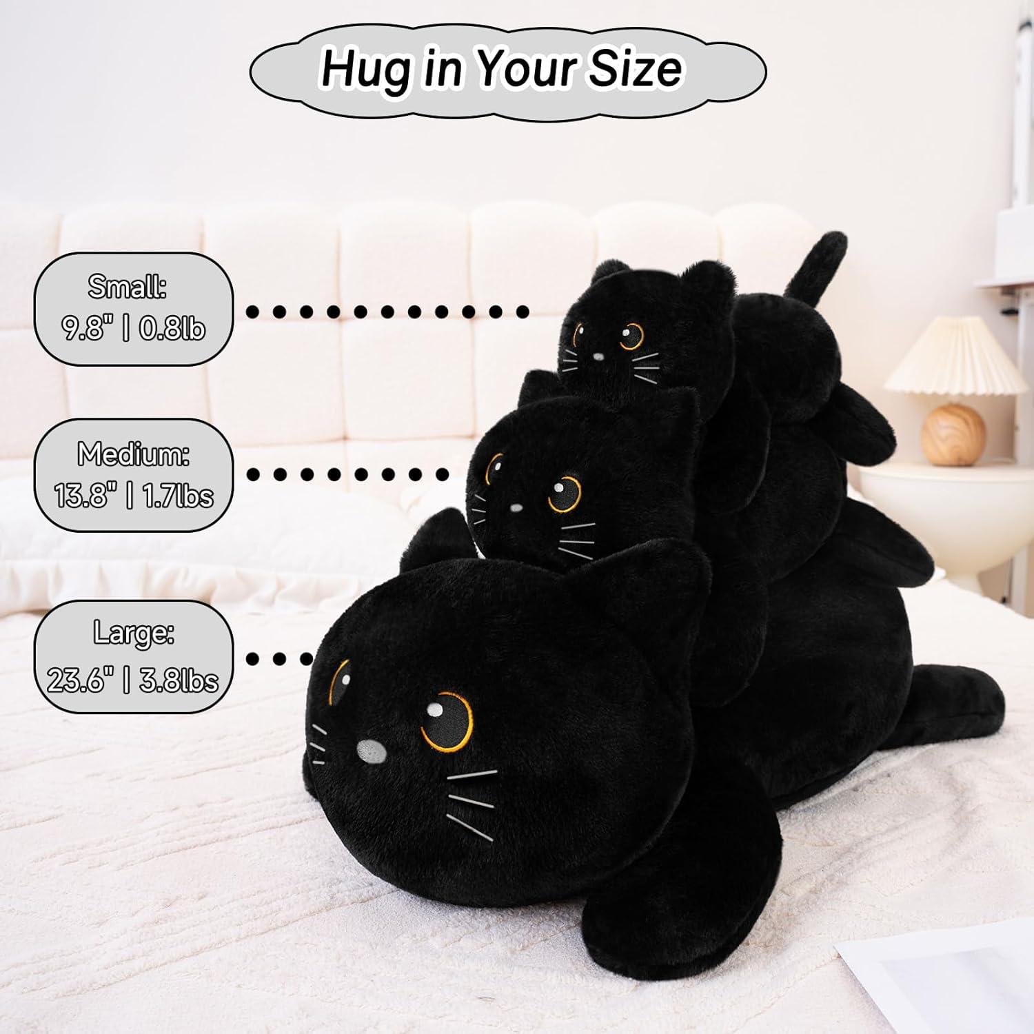 Gato Negro de Peluche con Peso SQEQE 25 cm para Alivio del Estrés