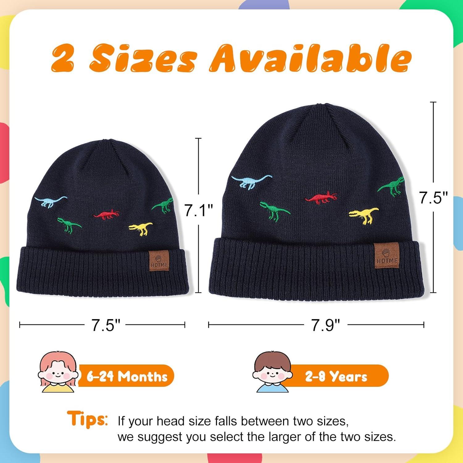 Gorro de Invierno para Niños 100% Acrílico - Dinosaurio Negro