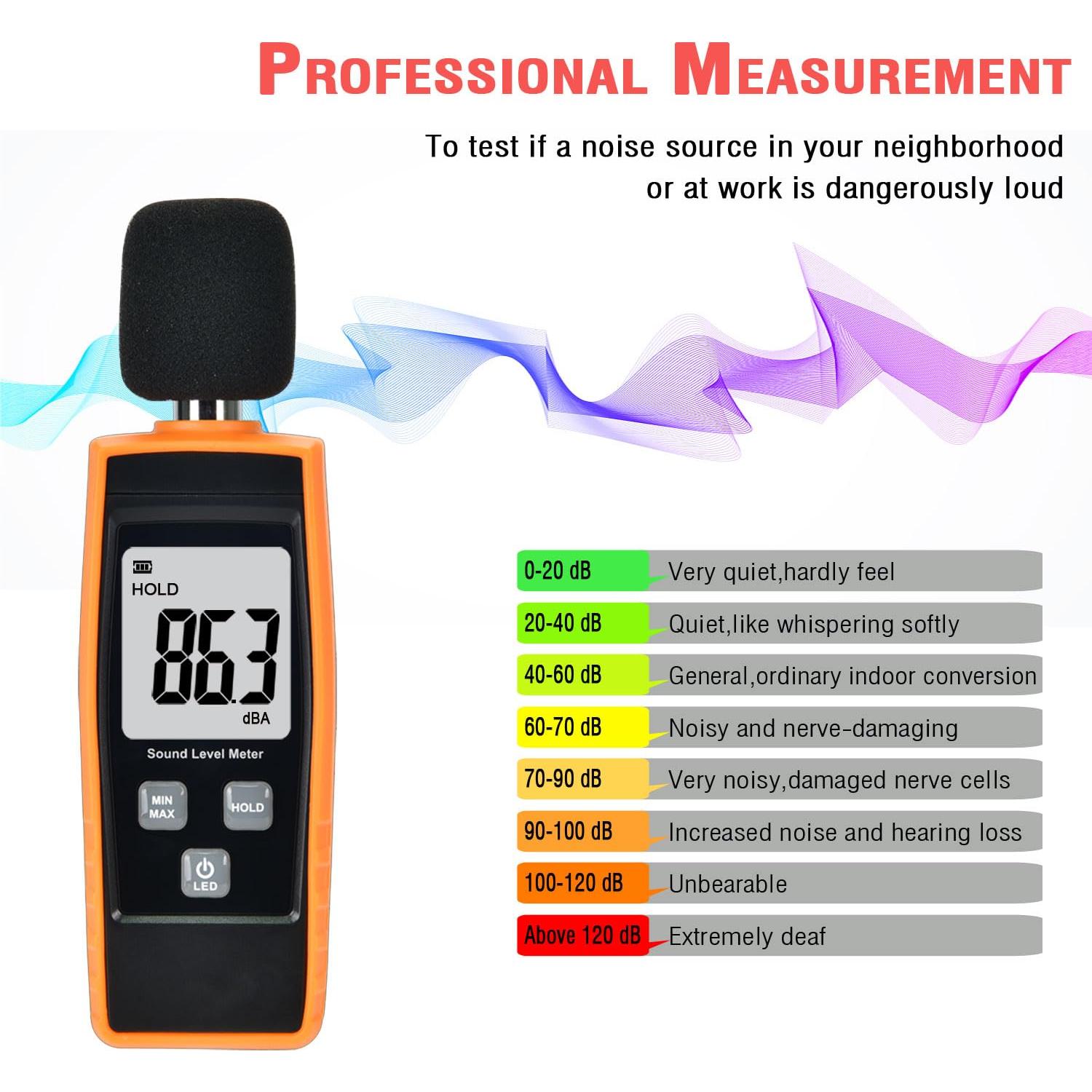 Medidor de Sonido V-Resourcing VLT111 30-130 dB Portátil