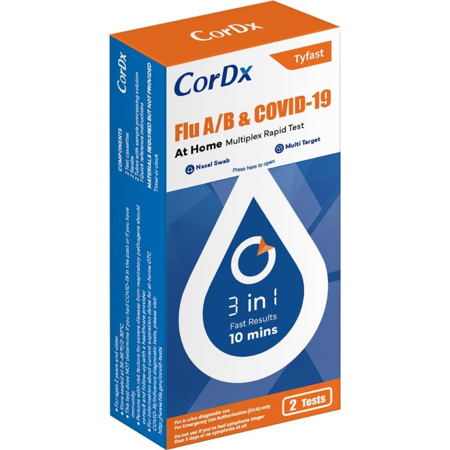 Prueba Rápida Multiplex CorDx TyFast Flu A/B y COVID-19 10 Min