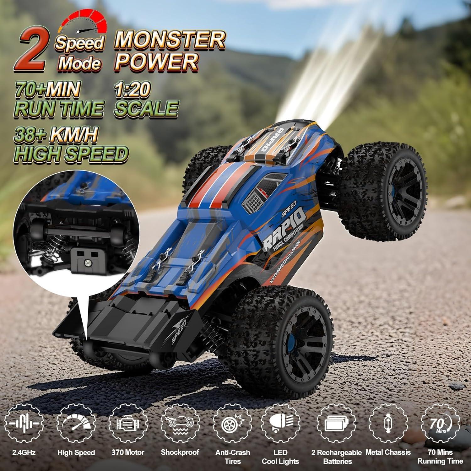 Coche RC Todo Terreno Nikuku 4WD 38 km/h Azul 1:20