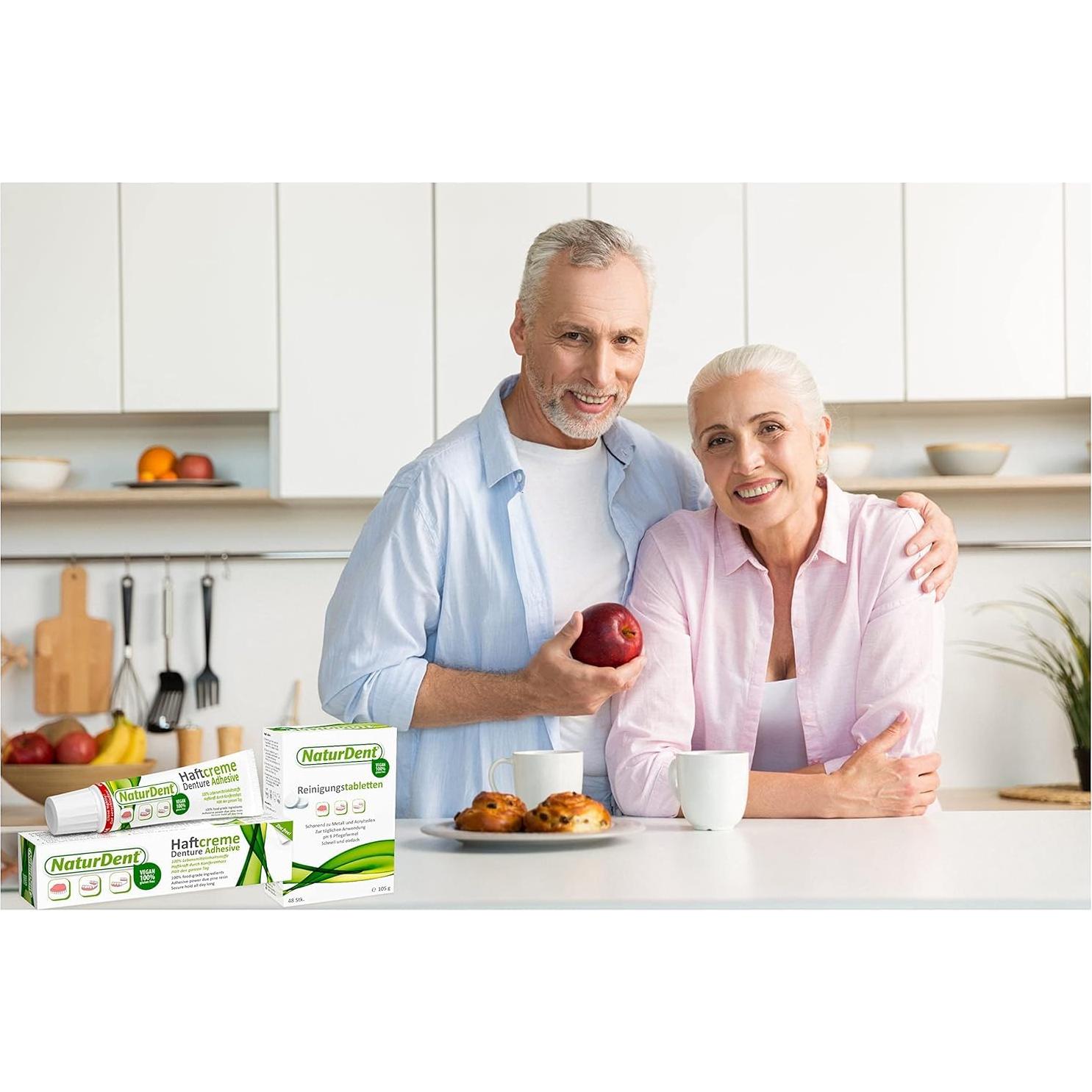 NaturDent Adhesivo Natural Fuerte para Dentaduras 40g - Paquete de 4