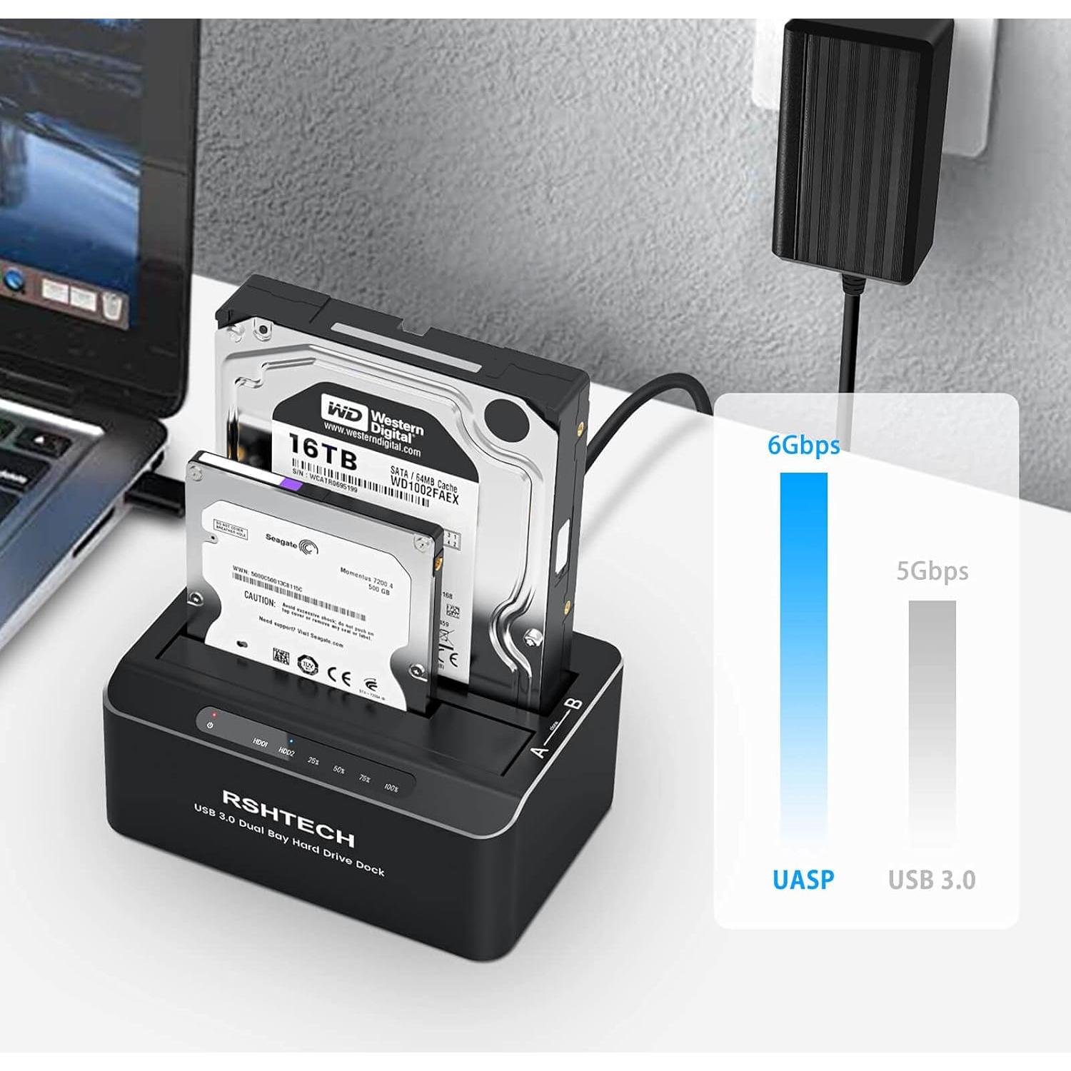 Dock HDD SATA Doble Bahía RSHTECH RSH-DS01 16TB USB 3.0