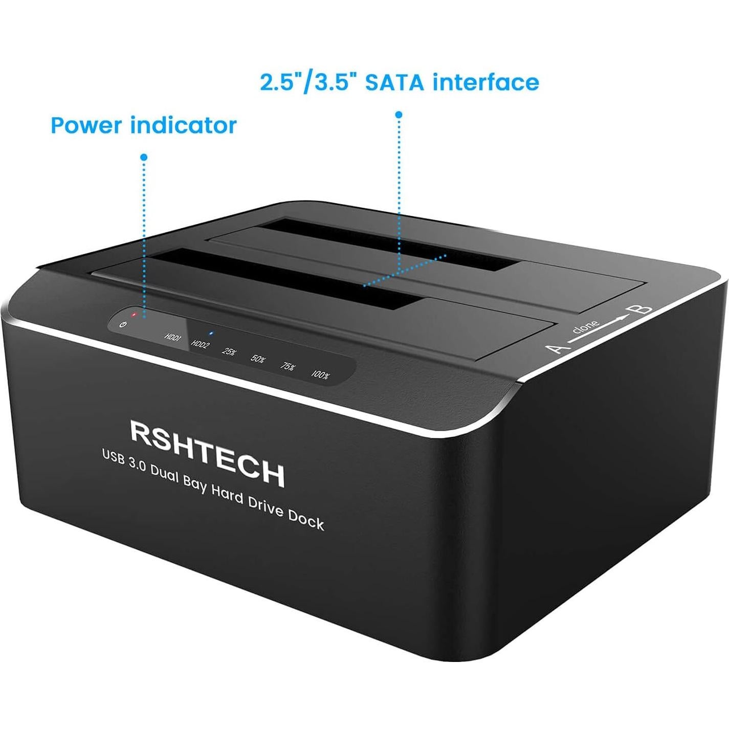 Dock HDD SATA Doble Bahía RSHTECH RSH-DS01 16TB USB 3.0