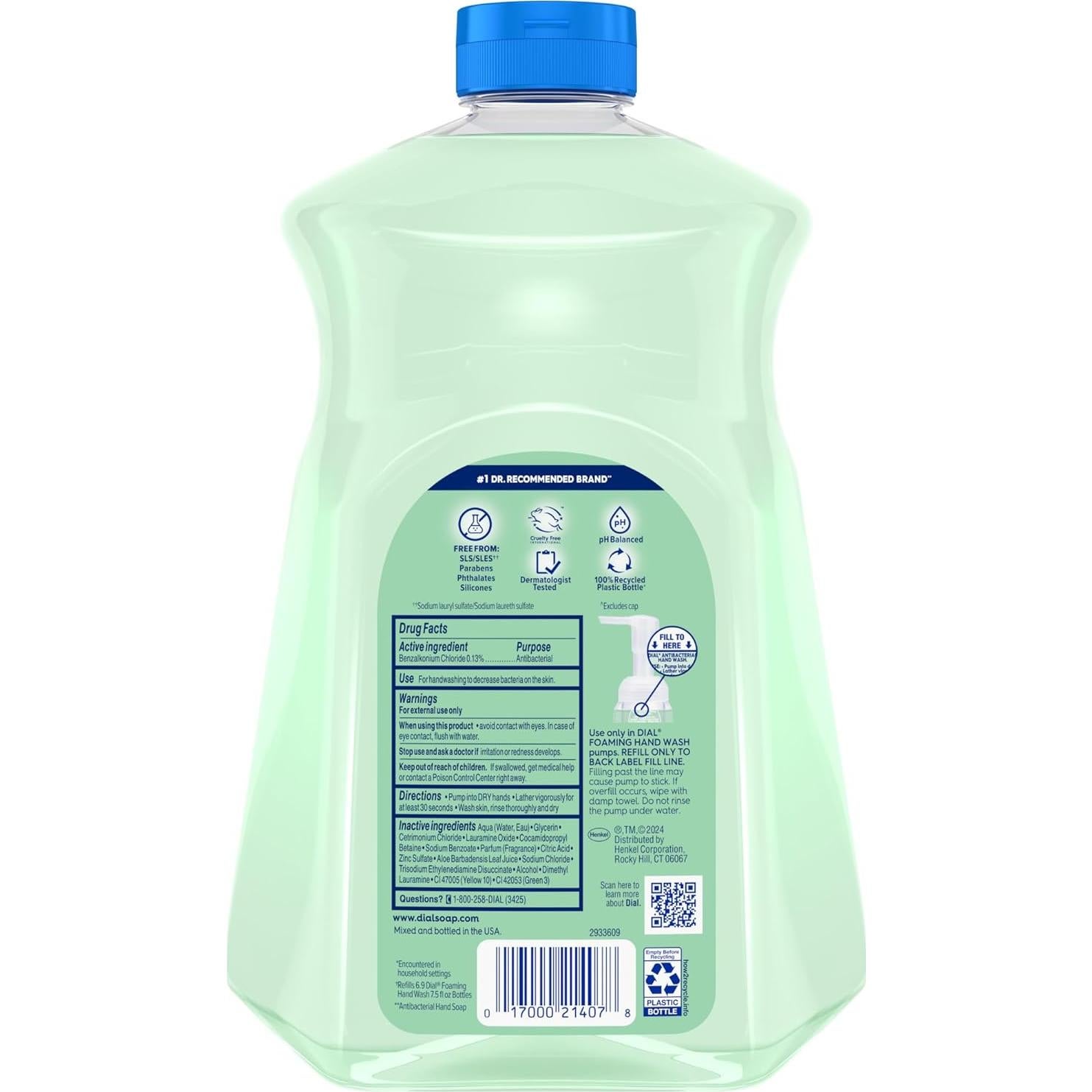 Recarga Jabón de Manos Antibacteriano Dial Pera Fresca 2L