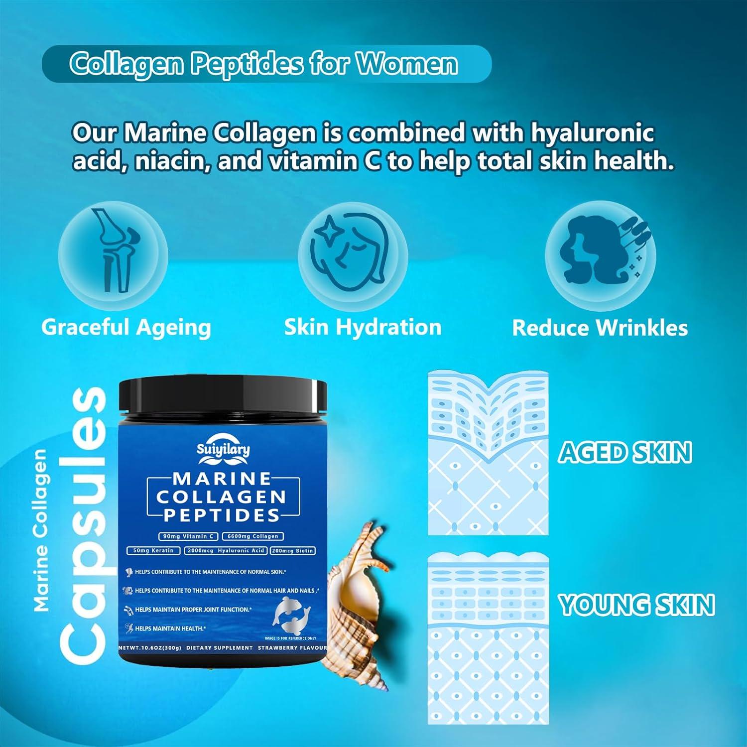 Polvo de Colágeno Marino Suiyilary 300g - Salud Piel, Cabello y Uñas