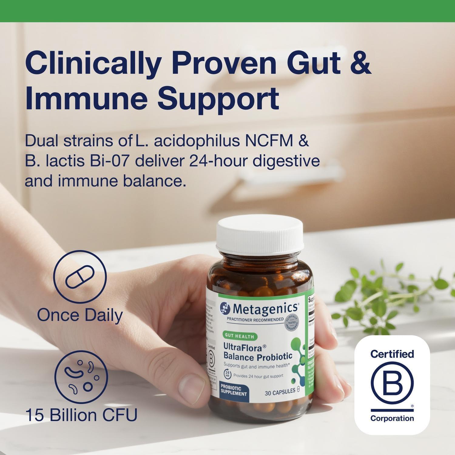 Probiotico Metagenics UltraFlora Balance 30 Cápsulas - Salud Intestinal