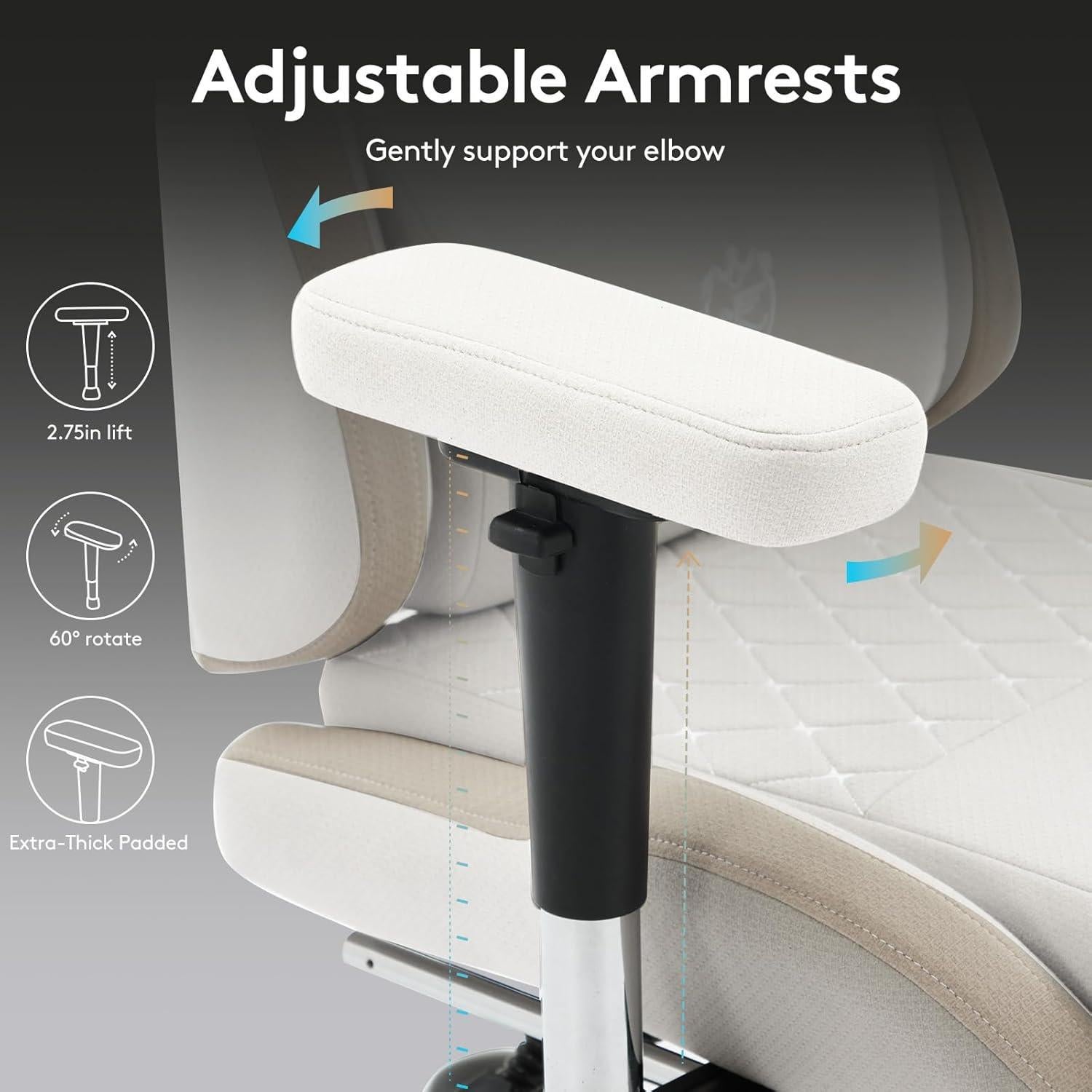 Silla de Juego Ergonómica Morkprism Beige con Reposapiés y Masaje