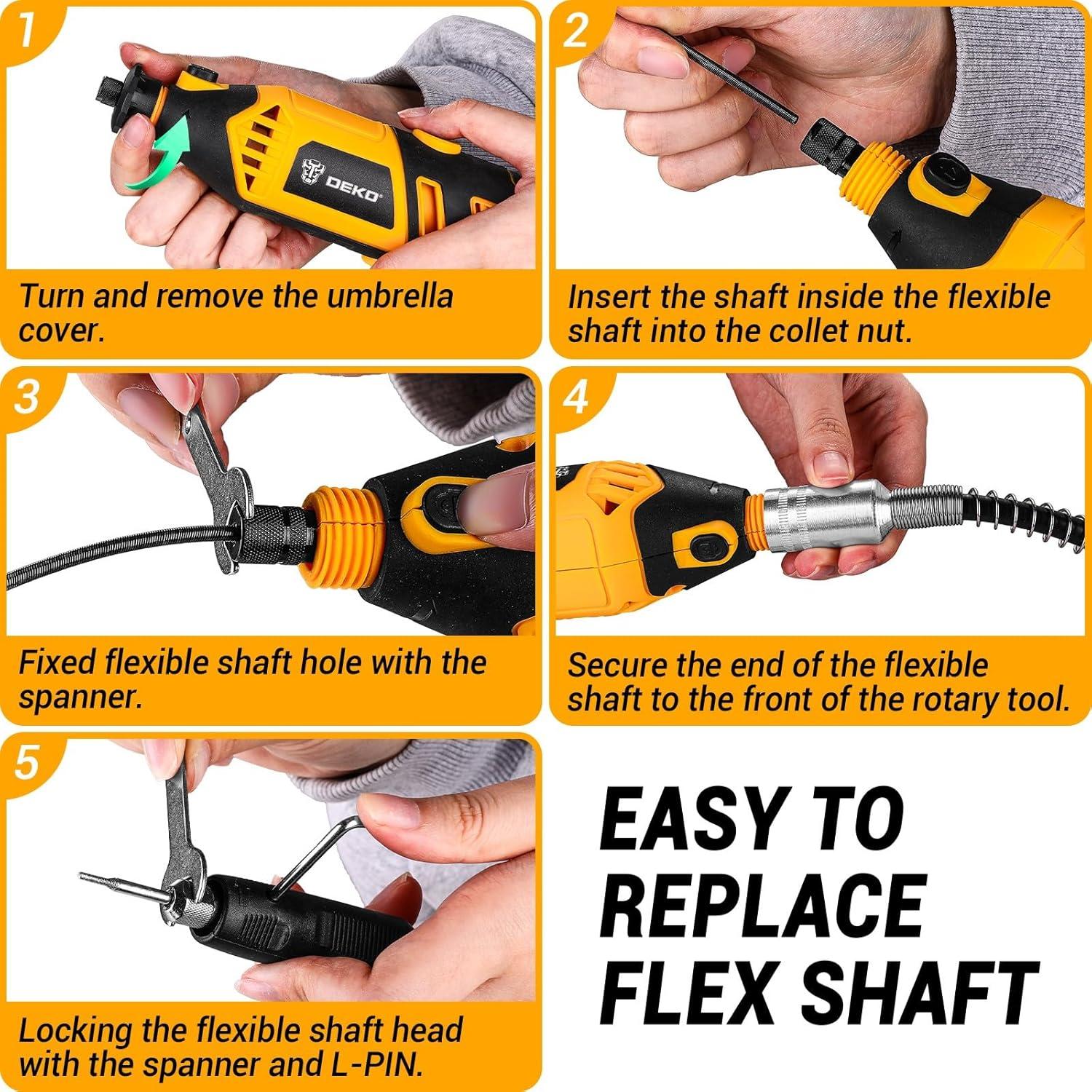 Kit de Herramientas Rotativas DEKOPRO 170W con 127 Accesorios