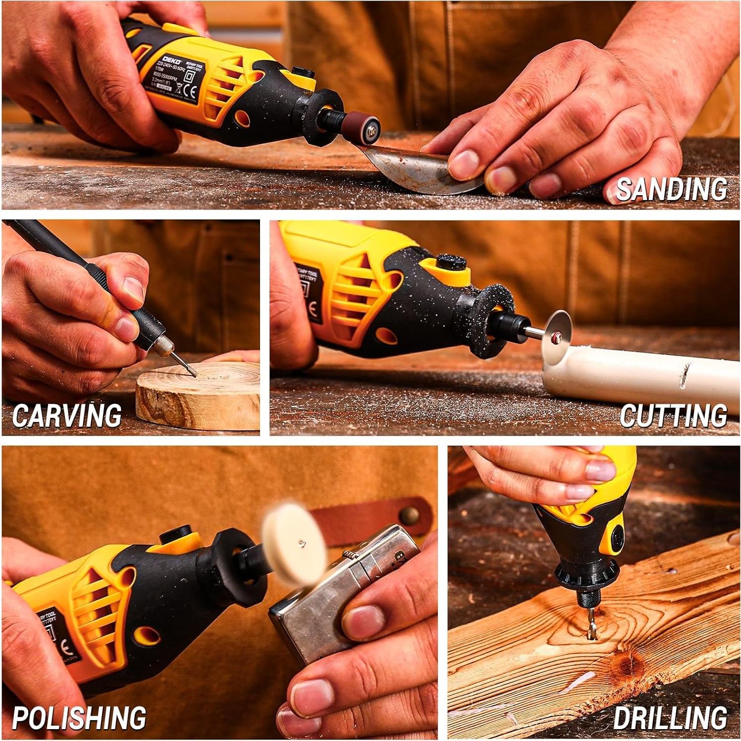 Kit de Herramientas Rotativas DEKOPRO 170W con 127 Accesorios