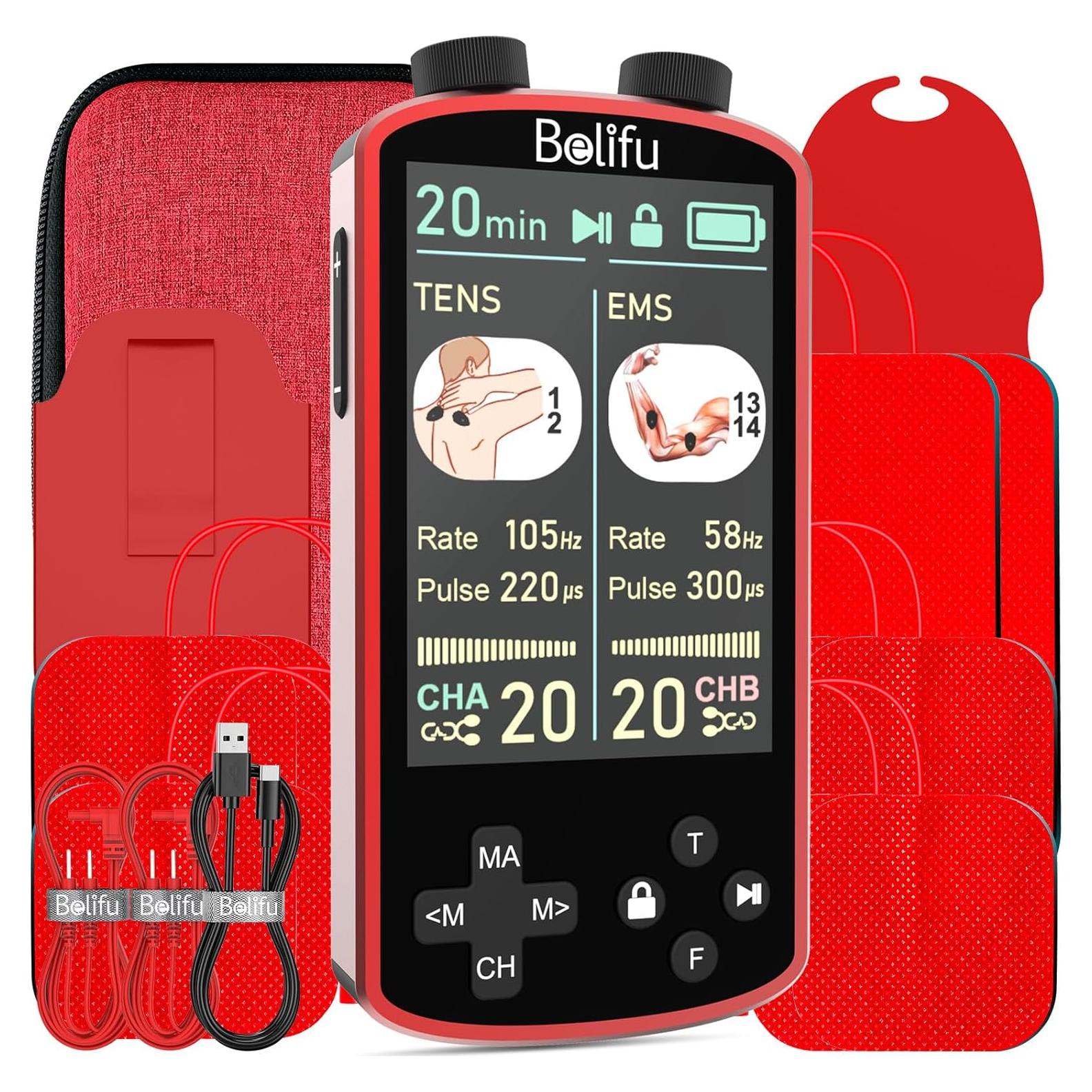 Unidad de Estimulador Muscular TENS EMS Belifu 4 en 1 - 36 Modos