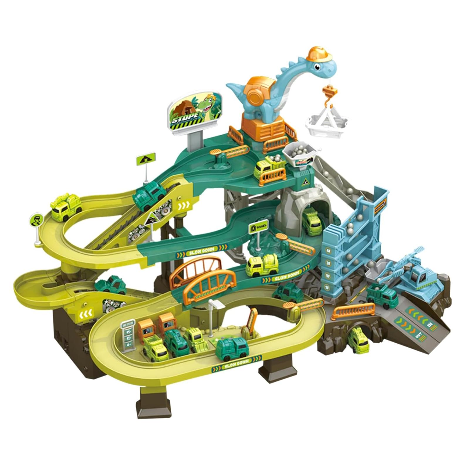 Set de Pista de Coches de Juguete Track-City - 8 Vehículos Coloridos