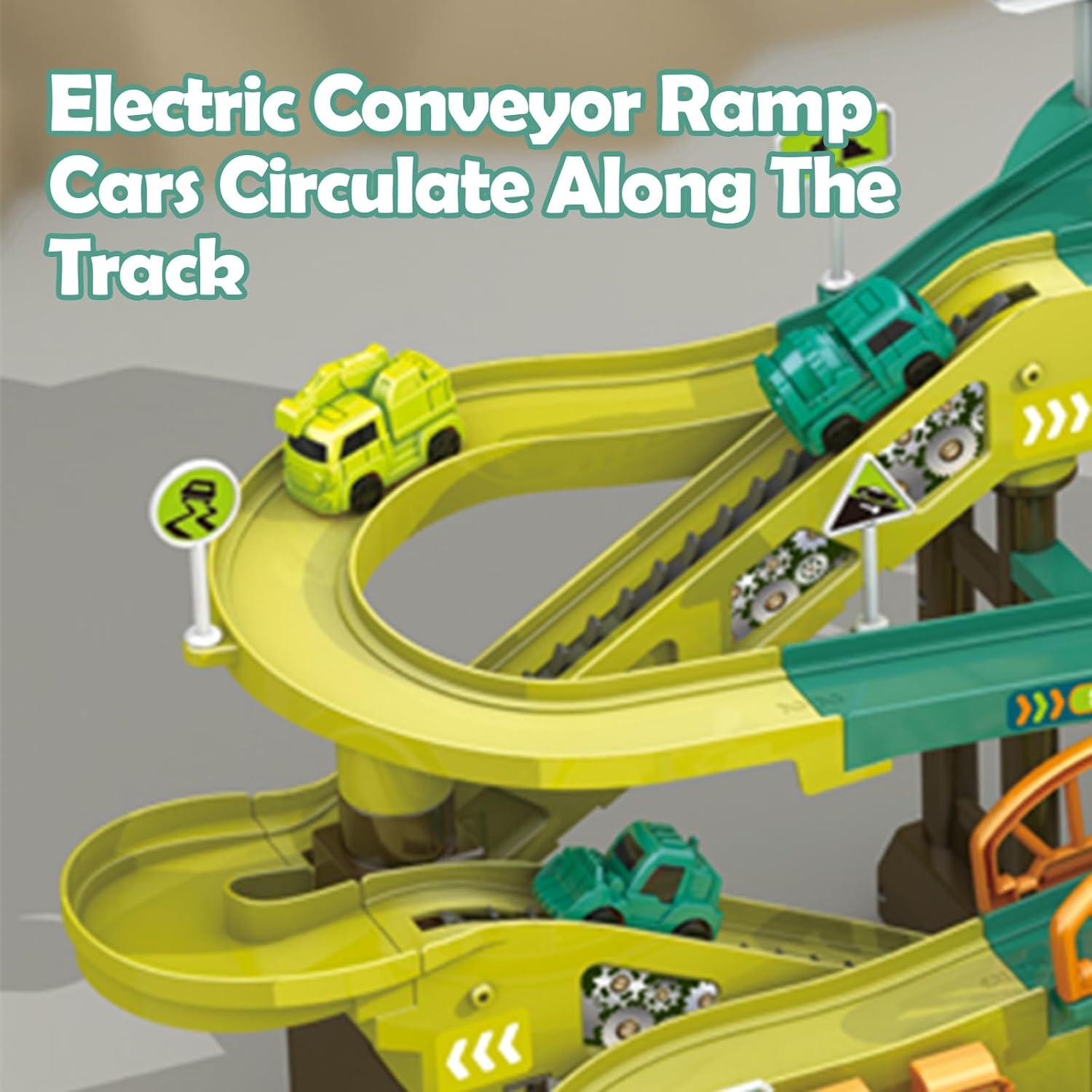 Set de Pista de Coches de Juguete Track-City - 8 Vehículos Coloridos