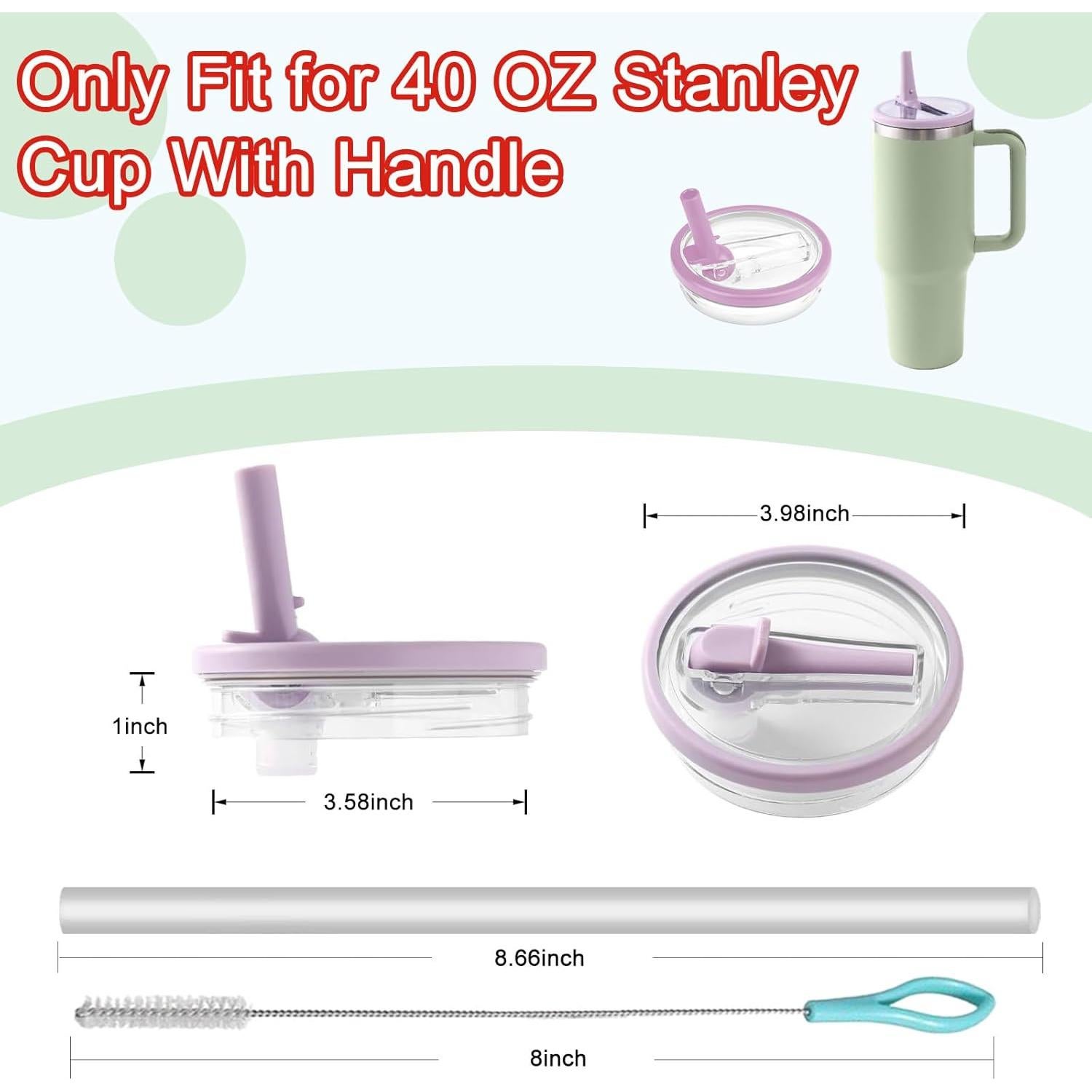 Tapa de repuesto con popote flip HAIYUUS para Stanley 40 oz - 2 piezas