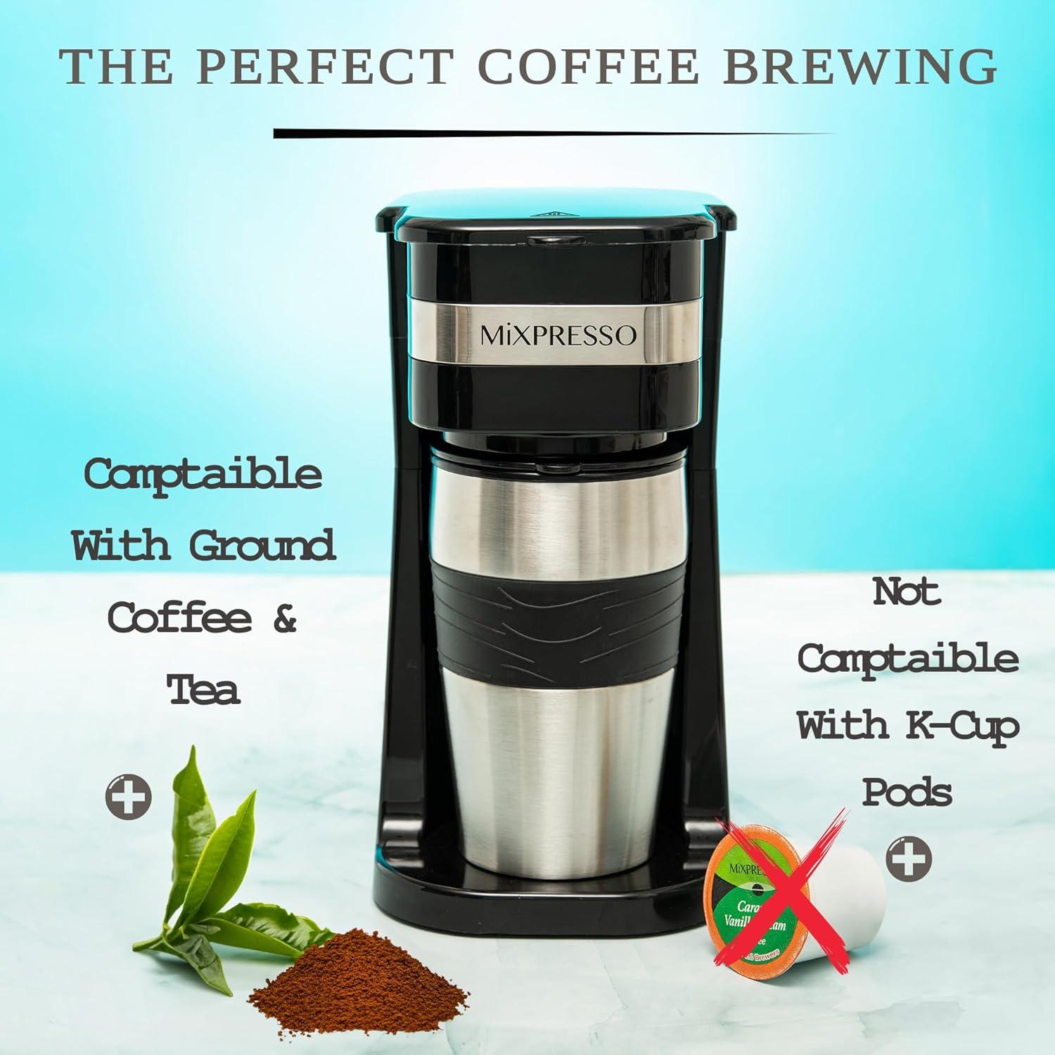 Cafetera Personal Mixpresso Negra 1 Taza con Taza de Viaje 14oz