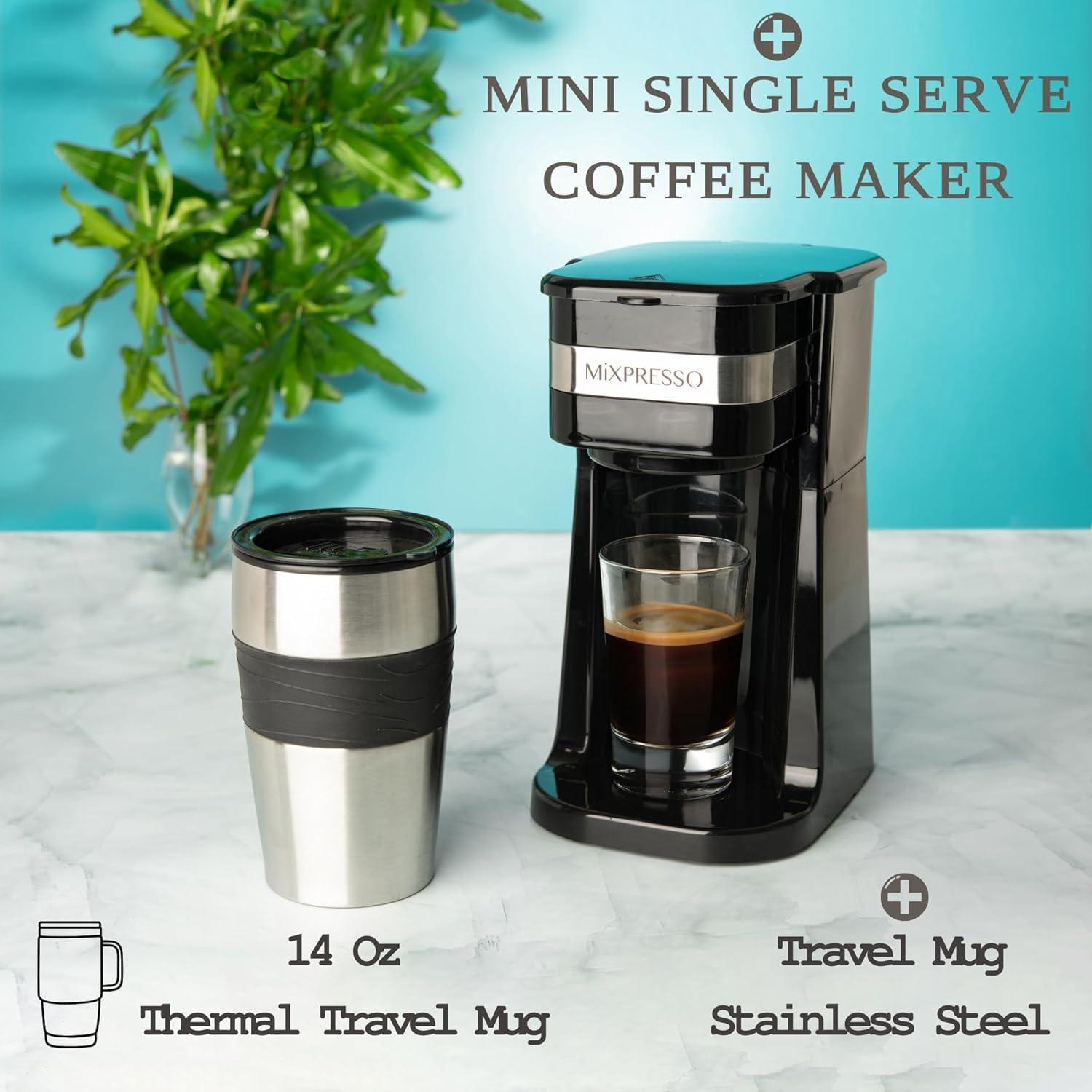 Cafetera Personal Mixpresso Negra 1 Taza con Taza de Viaje 14oz